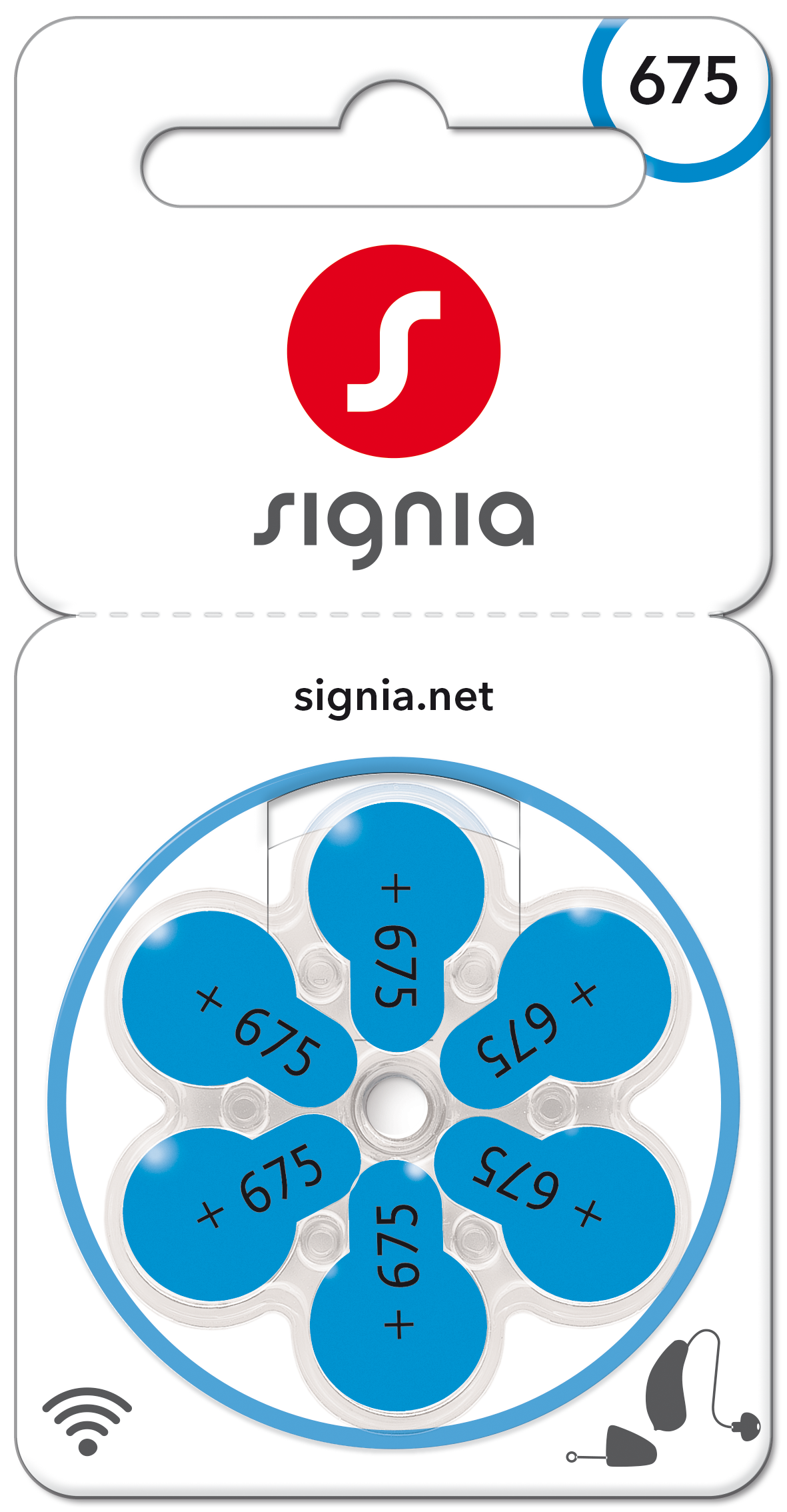 Signia Gr. 675 Hörgerätebatterien 6er Blister PR44 Blau 24600 Sig675 24600313436