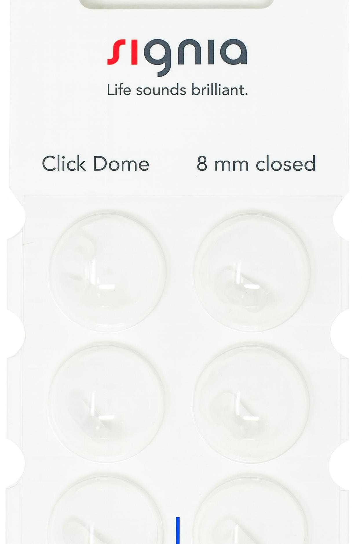 Signia Click Dome 8 mm closed 6er Blister Weiß Hörgeräteschirmchen Silikon connexx 10426012