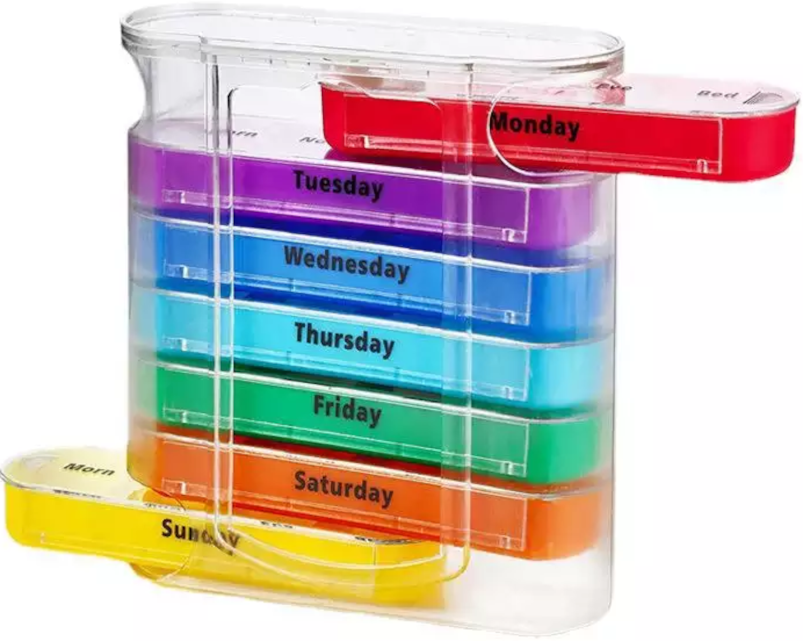 EWANTO Pillenbox Pillendose Tablettenbox 7/28 Medikamentendosierer 7 Tage 4 Fächer pro Tag  Bunt BPA-frei TB-05