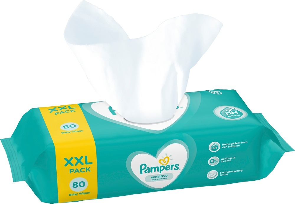 Pampers Baby Feuchttücher Sensitive Baby Wipes 80 Stück 