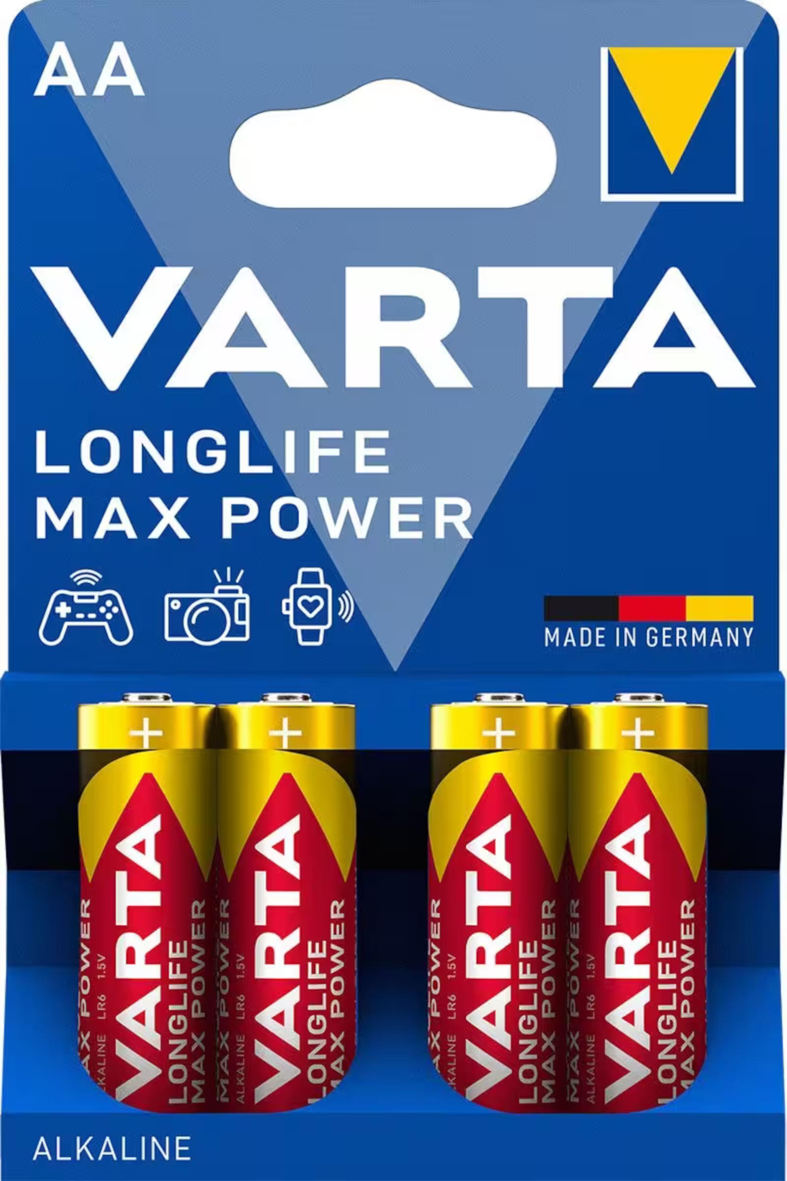 Varta Longlife Max Power Mignon AA Batterie 1,2 Volt ALKALINE 4er Blister 4706 LR06 4706