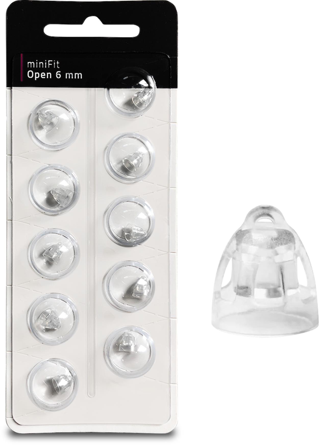 EWANTO miniFit 10er Blister 6 mm Open wie Oticon Domes Kuppeln Schirmchen für oticon miniFit Ex-Hörer MIFTO6M