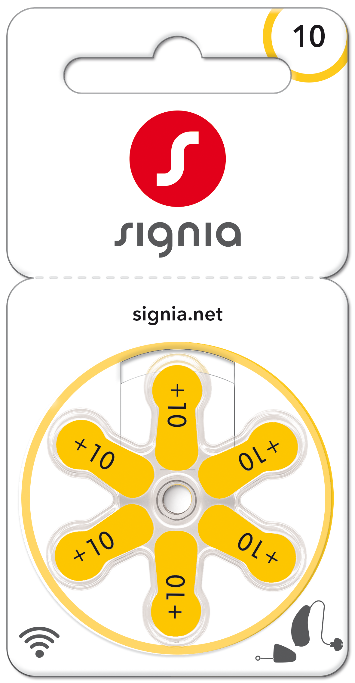Signia Gr. 10 Hörgerätebatterien 6er Blister PR70 Gelb 24610 Sig10 24610313436