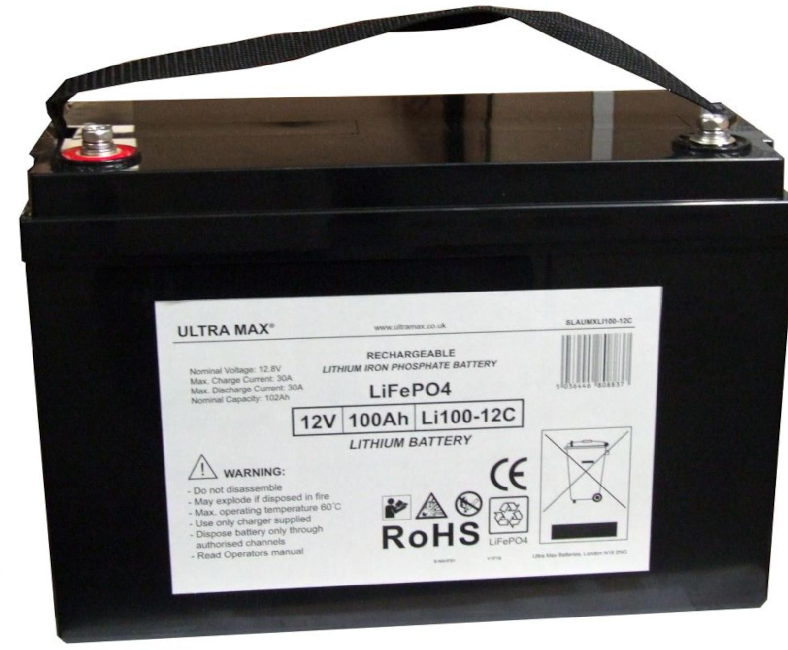 UltraMax SLAUMXLI 100-12C  Lithium Eisenphosphat Batterie LiFePO₄ 12V SLAUMXLI100-12C