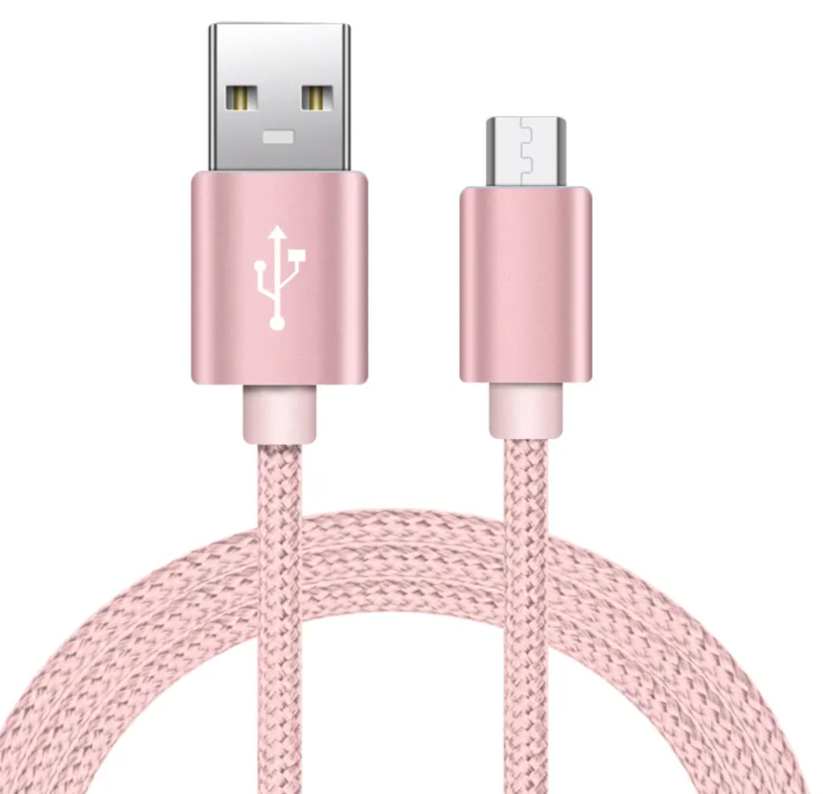 EWANTO 1m USB-A (m) auf micro USB (m) Kabel geflochten Pink Ladekabel 3A für Android Smartphones Tablets Kamera und Computer MULP-01