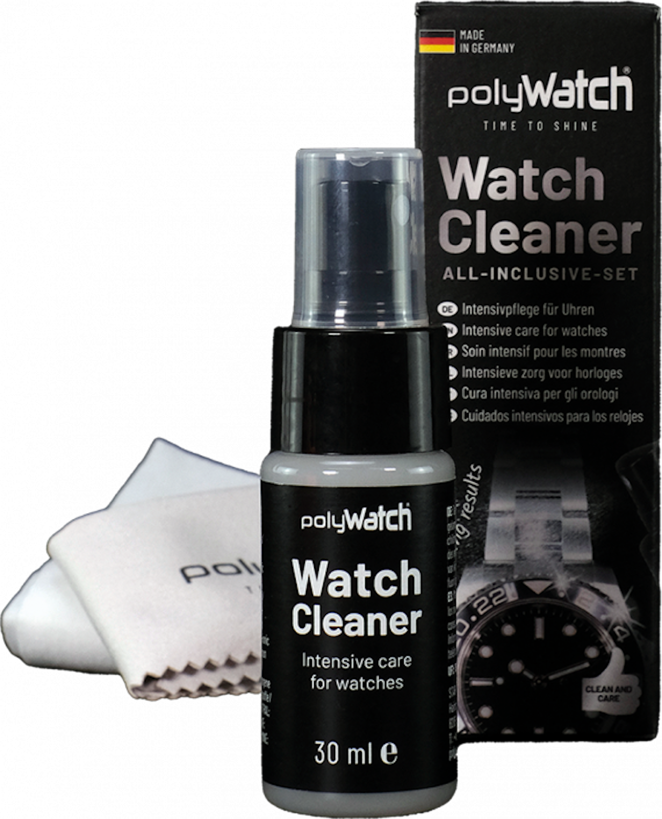POLYWATCH Watch Cleaner Intensivpflege für Uhren All-Inclusive Set für die schnelle und einfache Reinigung von Armbanduhren und Schmuck P11017