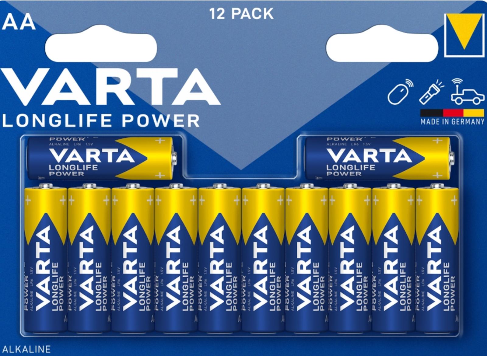 Varta AA Longlife 12 Power Batterien LR6 MN1500 1.5V Blister 4906