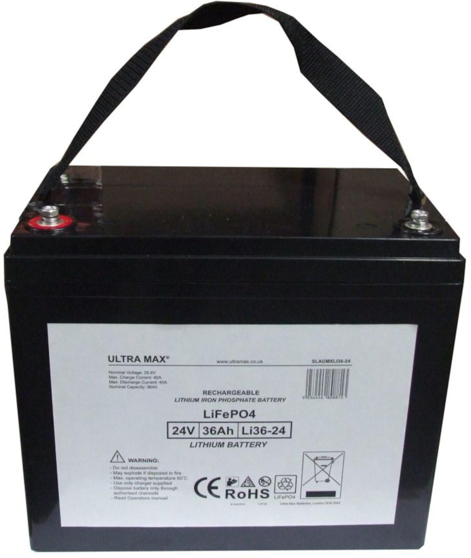 UltraMax SLAUMXLI36‑24 – 24 V LiFePO₄‑Batterie 36 Ah SLAUMXLI36-24
