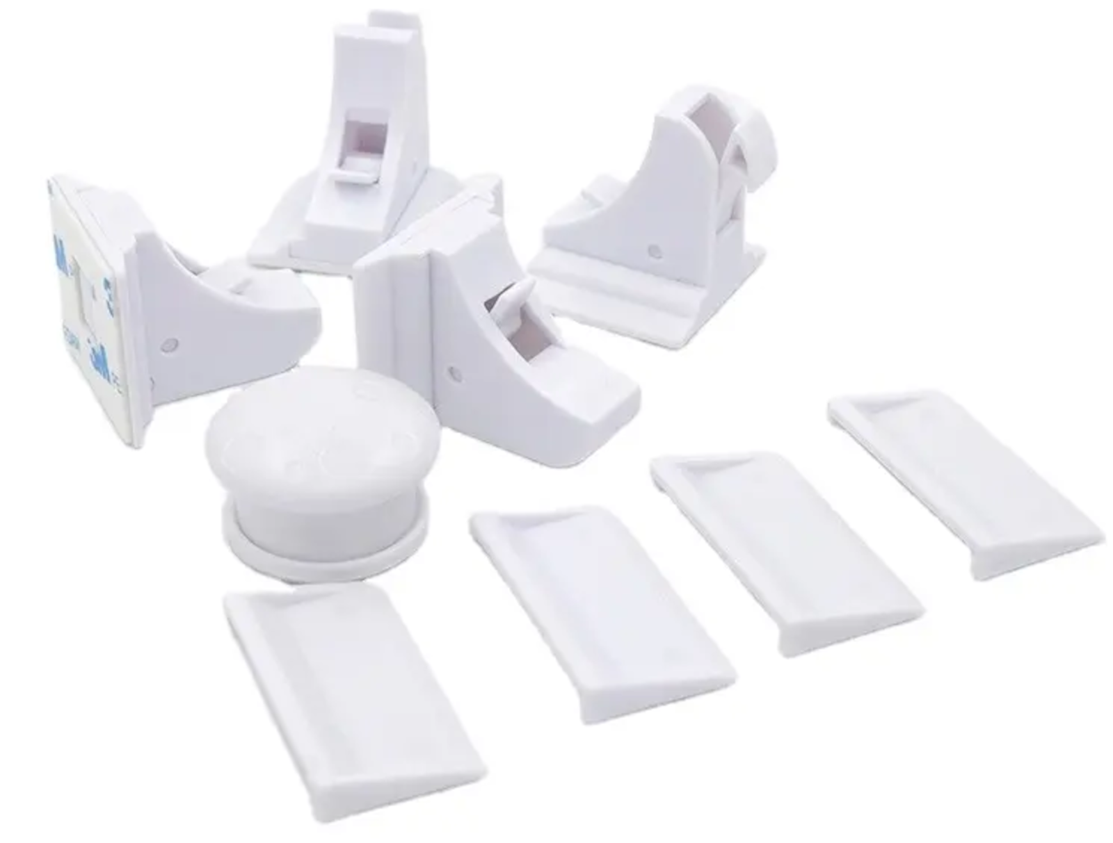 EWANTO Magnetisches Schrankschloss Schubladensicherung Weiß Magnetische Kindersicherung unsichtbar mit 3M Klebeband selbstklebend Schranksicherung Kleinkind Baby MASI-01