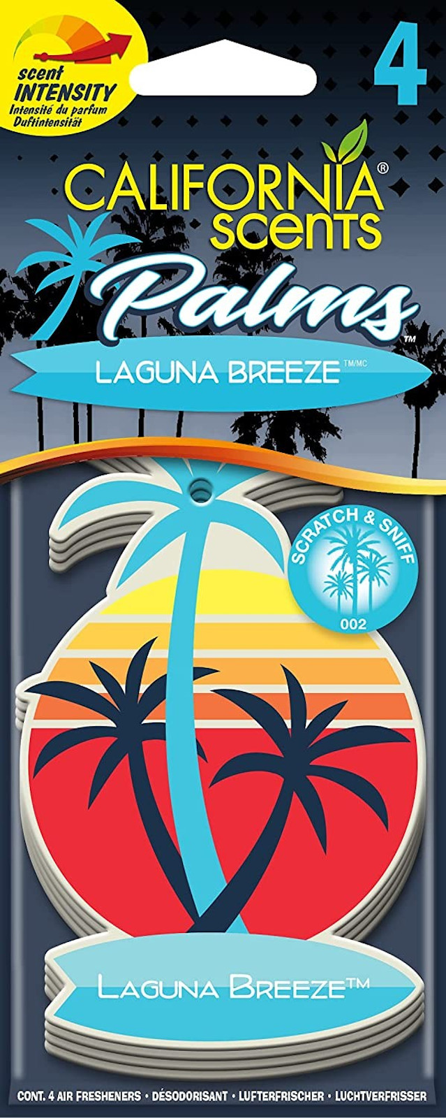 California Scents Lufterfrischer Palm 4er Packung Geruchsorte Laguna Breeze 4 Duftpalmen Air Fresheners CPA002-4EU 149837