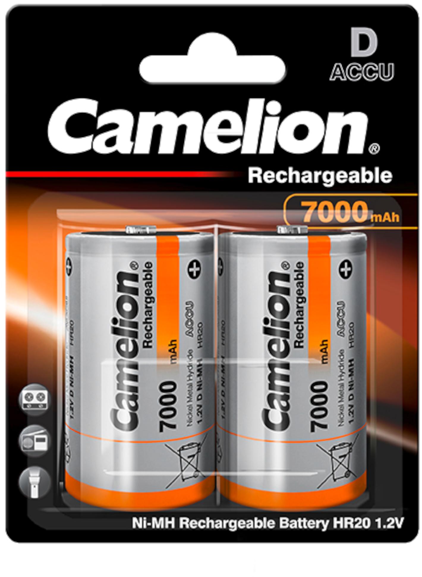 Camelion Recharge Akku  Mono D HR20 7000mAh NiMH 1.2 Volt 2er Blister 17070220
