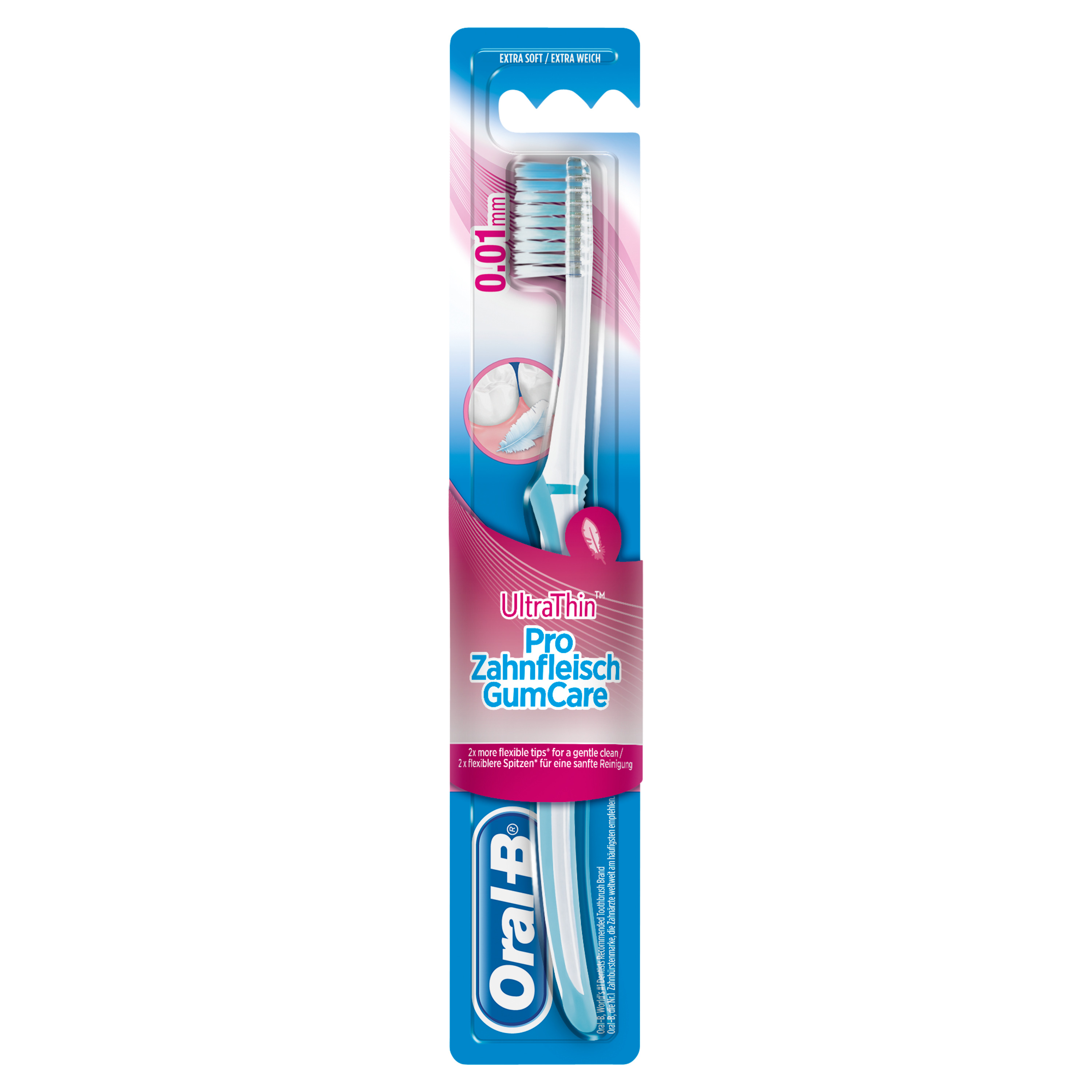 Oral-B Ultrathin Pro Zahnfleisch Zahnbürste Extra Weich Handzahnbürste mit Ultradünnen Borsten  für eine sanftere, gründlichere Reinigung extra soft 0,01 mm 