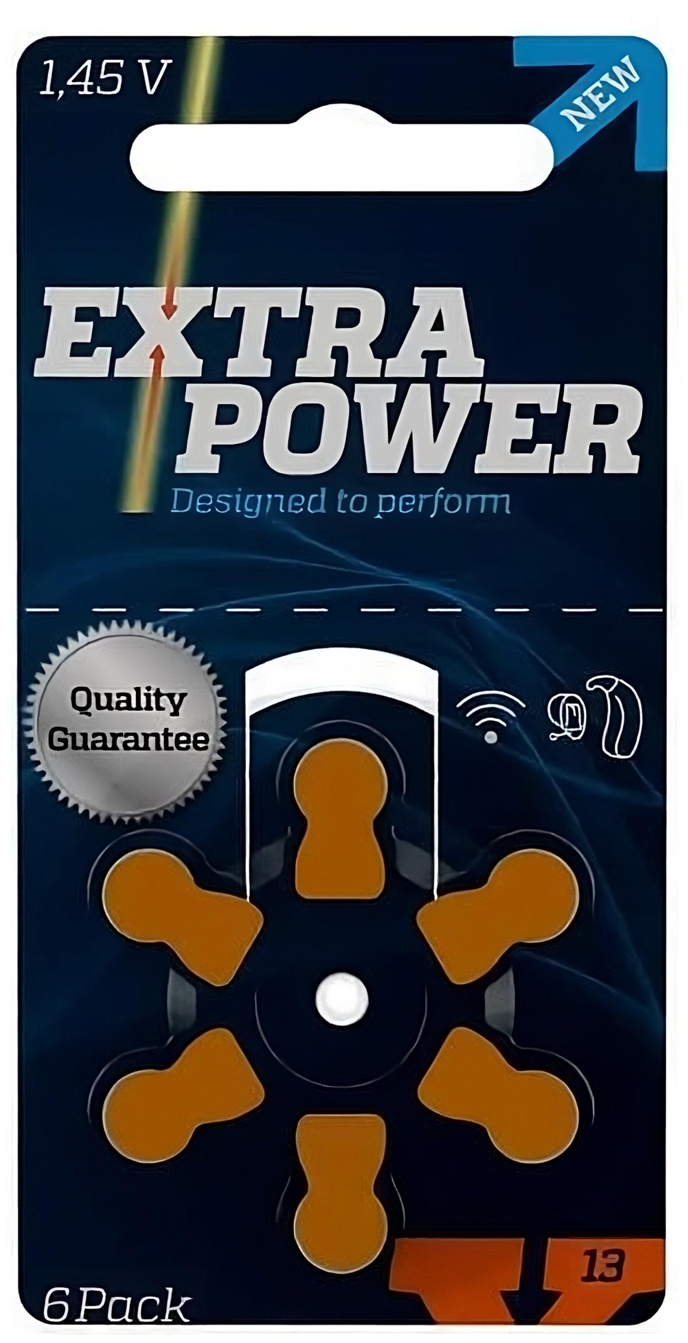 WSA Extra Power Gr. 13 Hörgerätebatterien  6er Blister PR48 Orange 24606 13AUX-6XPOWER