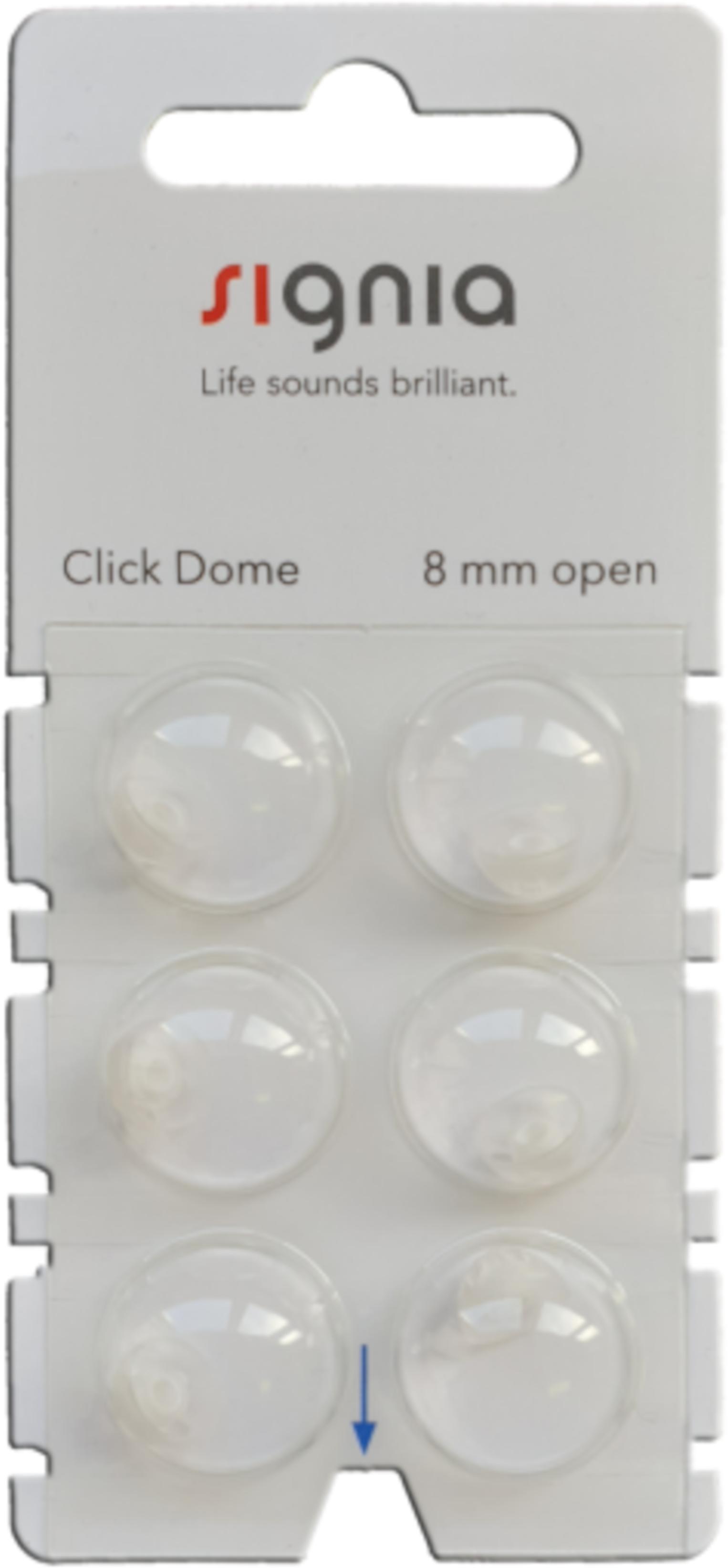 Signia Click Domes 8 mm open 6er Blister Weiß Hörgeräteschirmchen Silikon 10426022