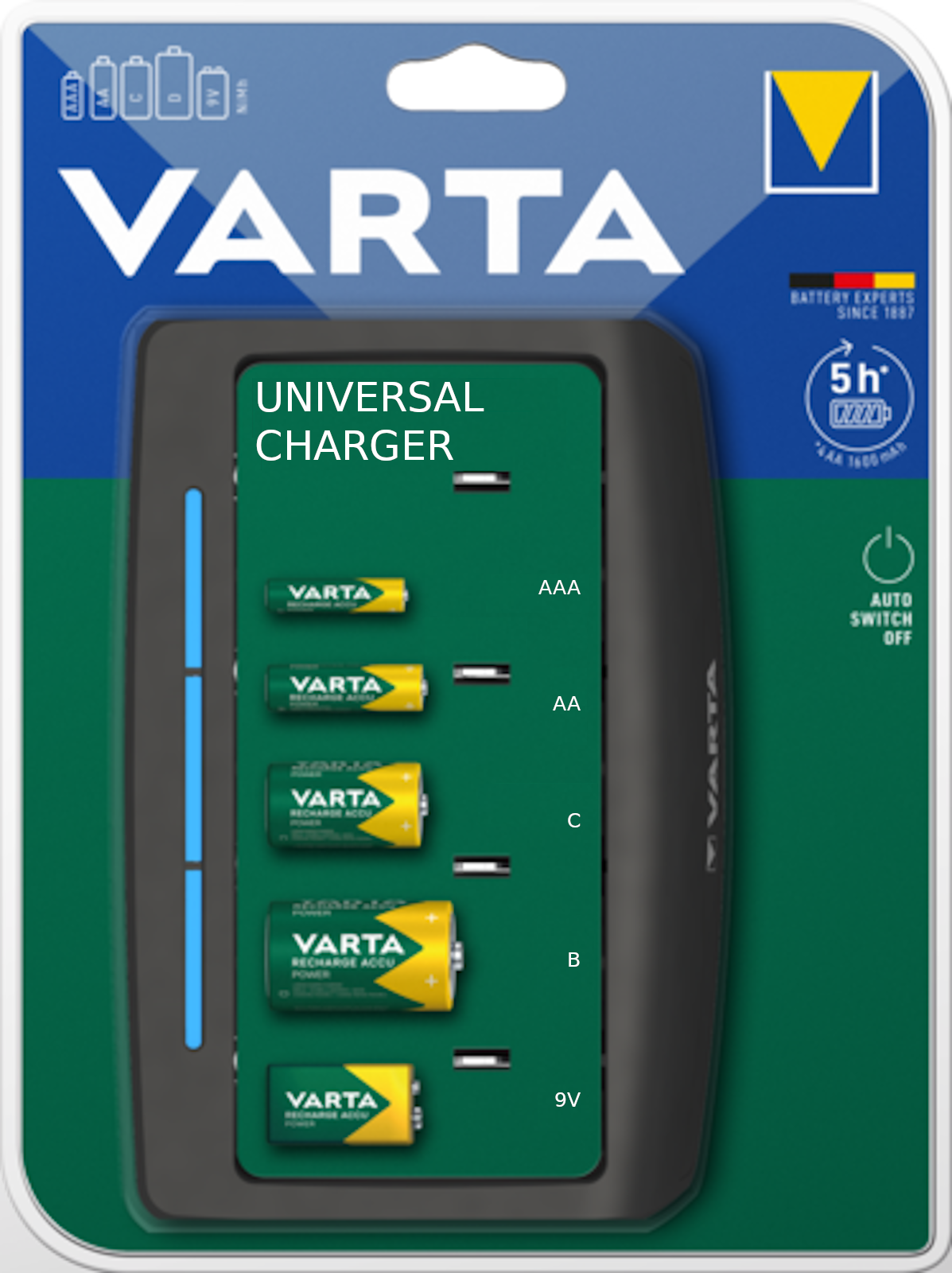 Varta Universal Ladegerät für verschiedene Akkutypen Universal Charger for rechargeable batteries 57648
