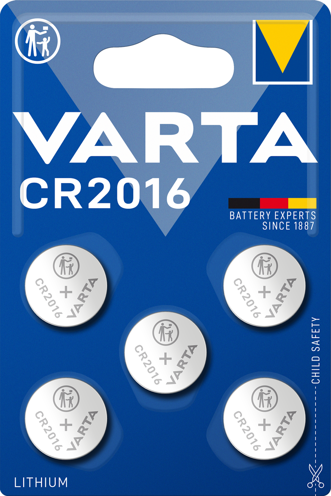Varta CR2016 5er Blister 3V Batterie Lithium Knopfzelle 6016 VCR2016