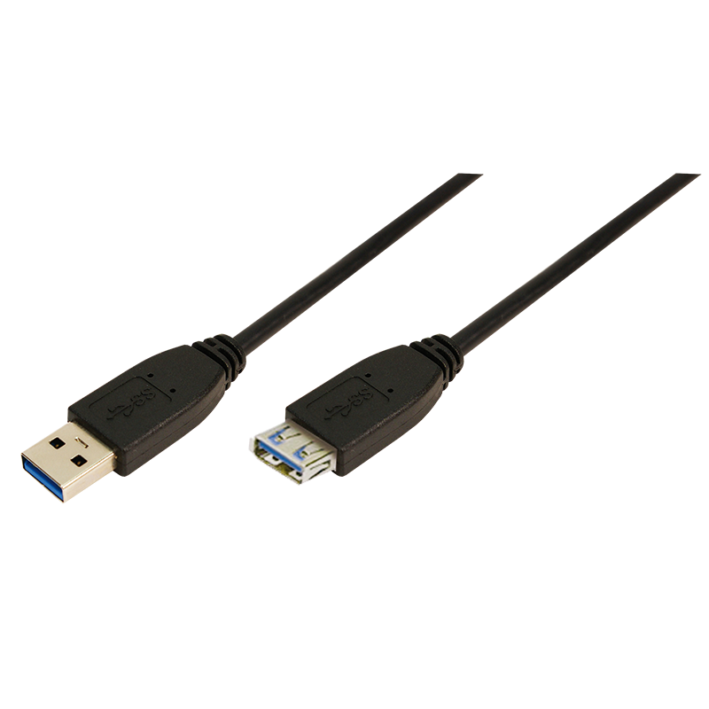 LogiLink USB Cable, USB 3.0, AM to AF, black, 1,0m CU0041