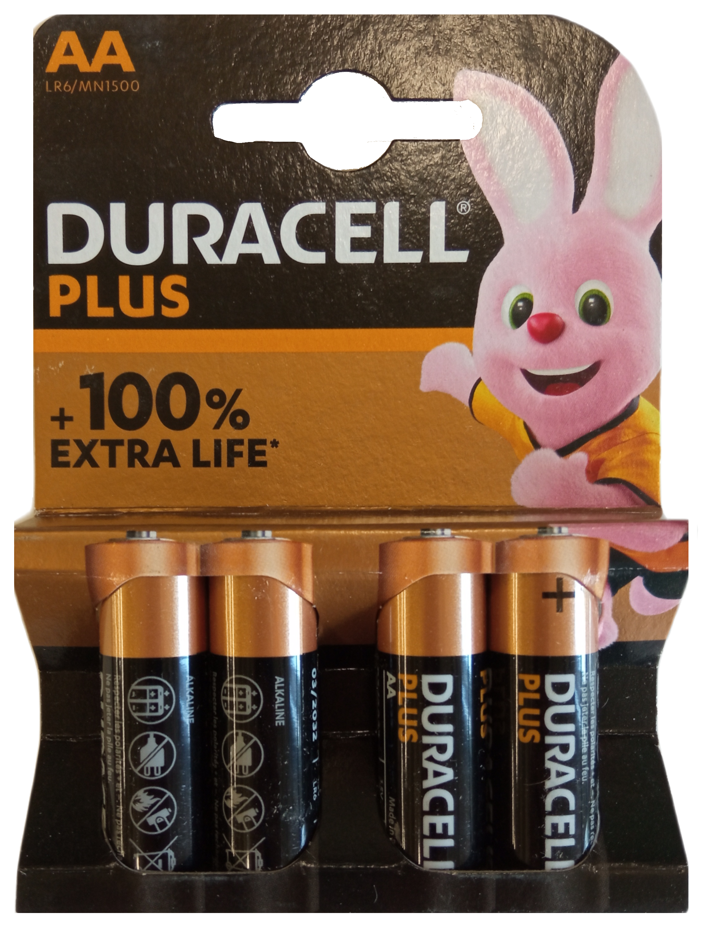 Duracell AA Mignon LR6 1,5V Plus Power 4er Blister Stilo Alkaline MN1500