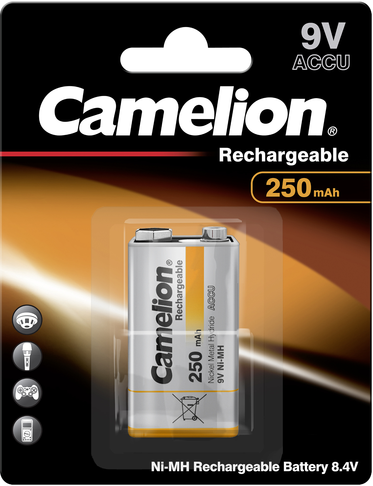 Camelion Ni-MH Rechargeable Akku 9V Block 250 mAh 1er Blister 17025122