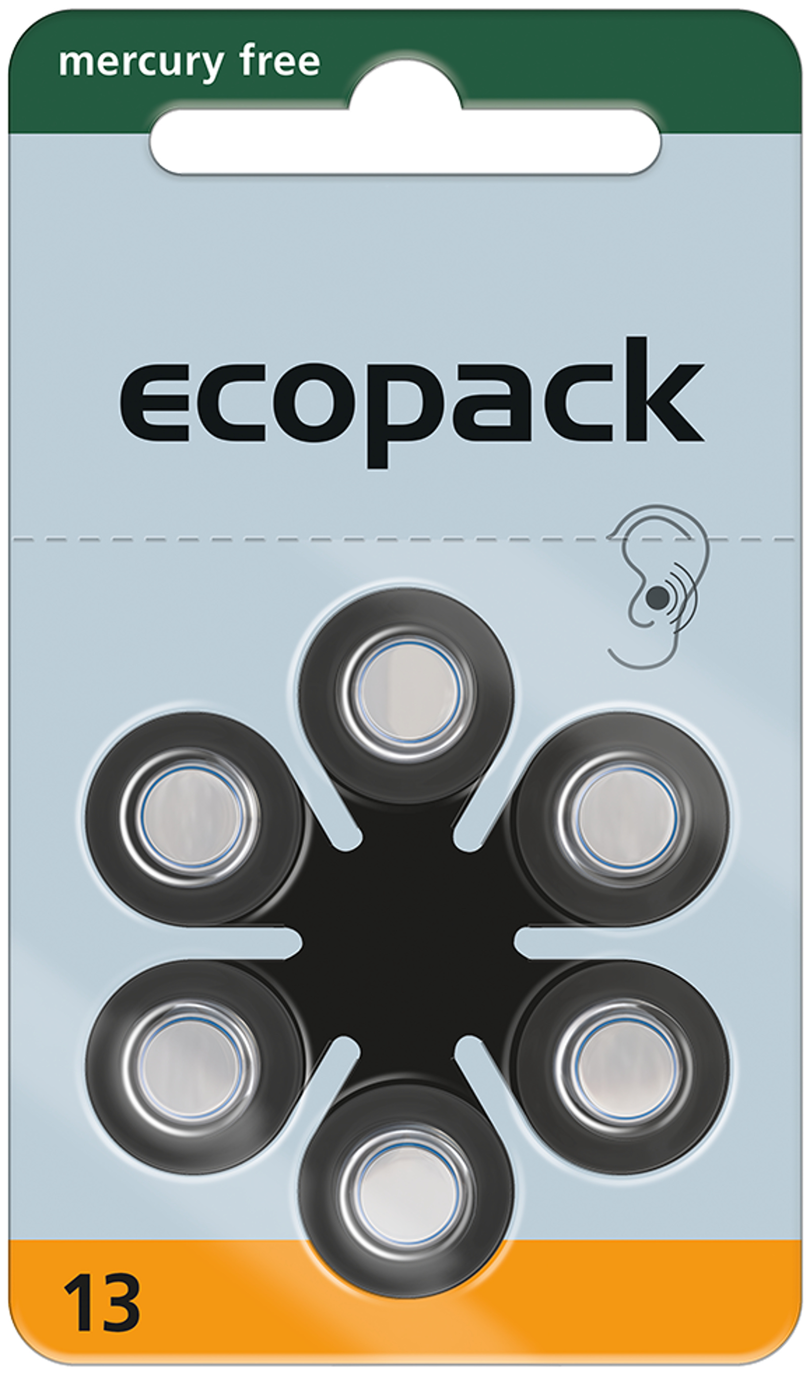 Varta ecopack Gr. 13 Hörgerätebatterien 6er Blister Orange 1,4V 24606 24606726406