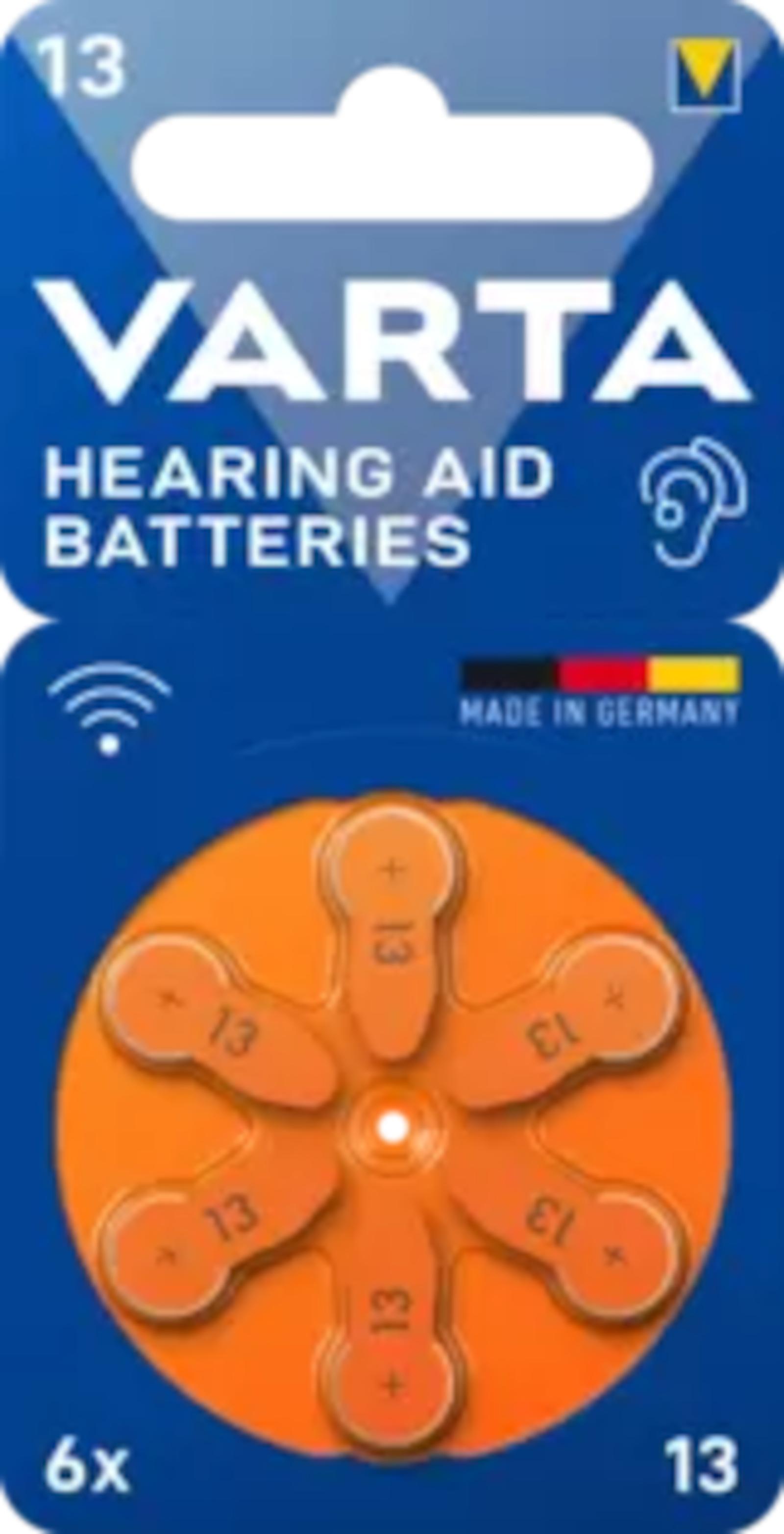 Varta Hörgerätebatterien Gr. 13 Orange 6er Blister Hearing AID PR48 Zink/Luft 1,45V 24606