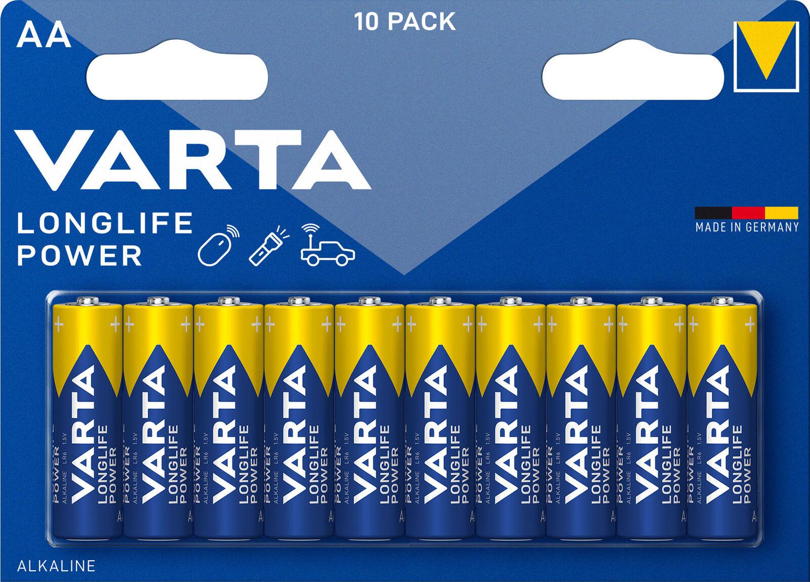Varta 10er Blister Longlife Power AA LR6 Primär Alkali Mangan 1,5 V Mignon 4906