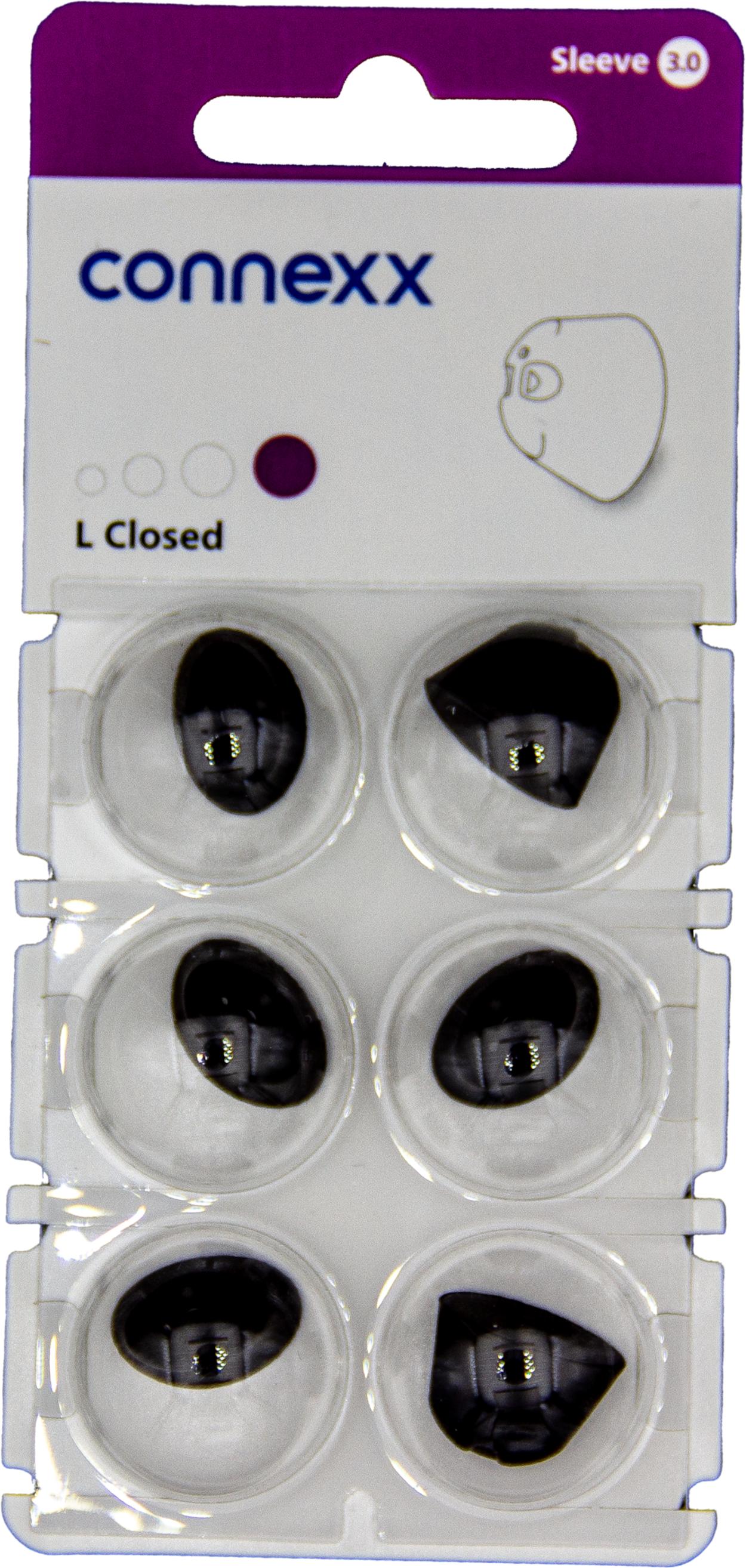 connexx Sleeve 3.0 Closed L Domes 6er Blister Lila Hörgeräteschirmchen Silikon 10992870