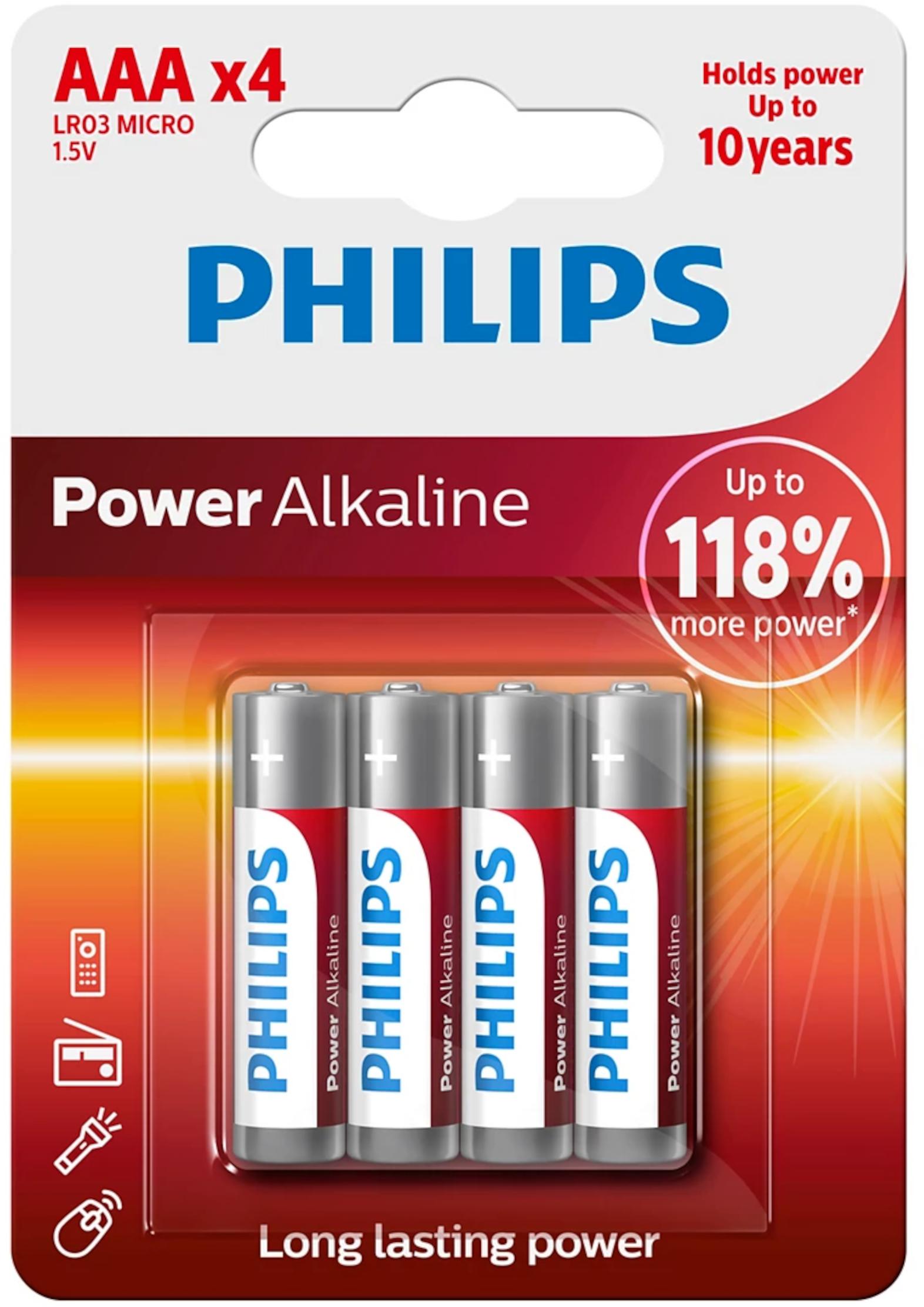 Philips Power Alkaline 4er Blister AAA LR03 1,5 V LR03P4B/10