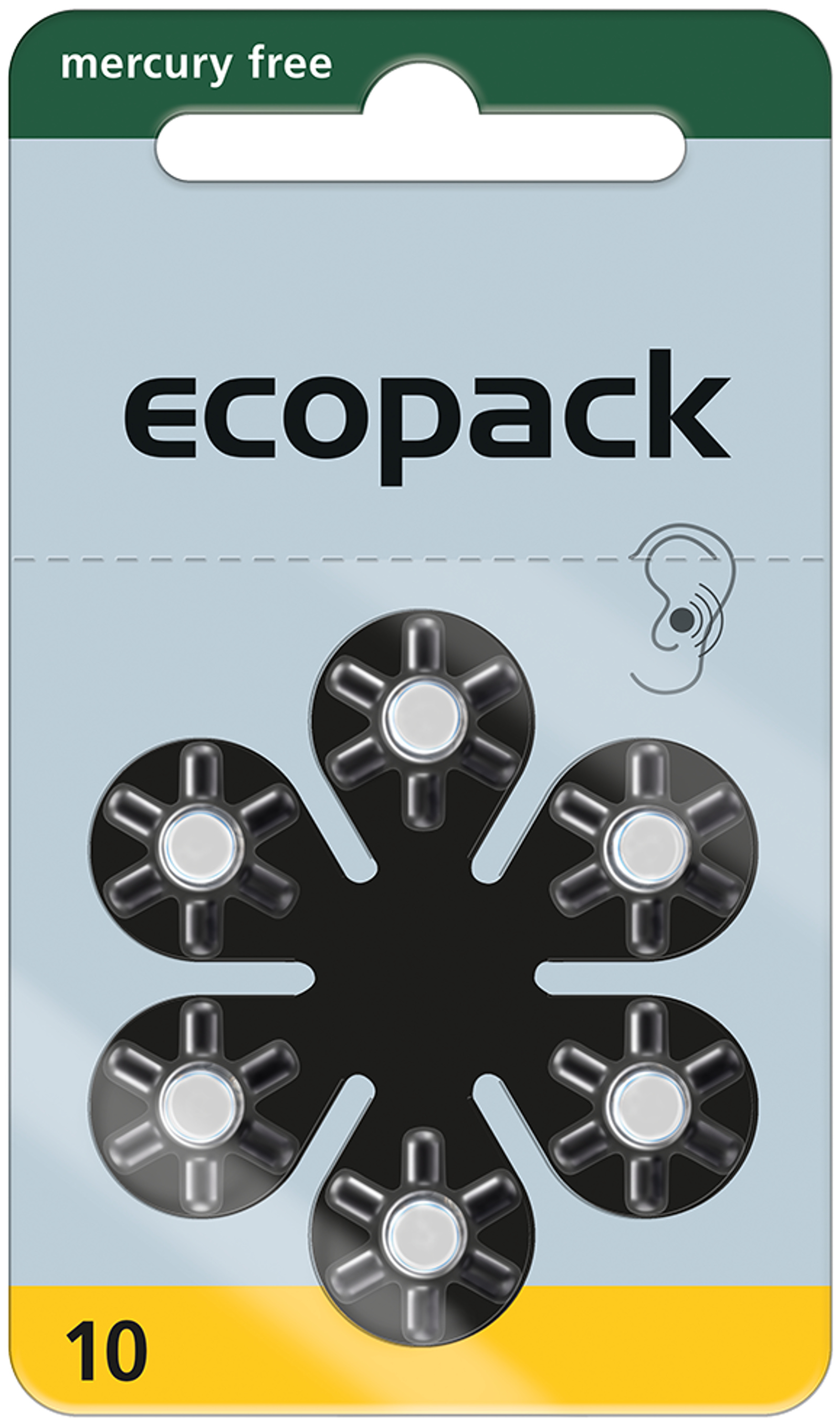 Varta ecopack Gr. 10 Hörgerätebatterien 6er Blister Gelb 1,4V 24610 24610726406