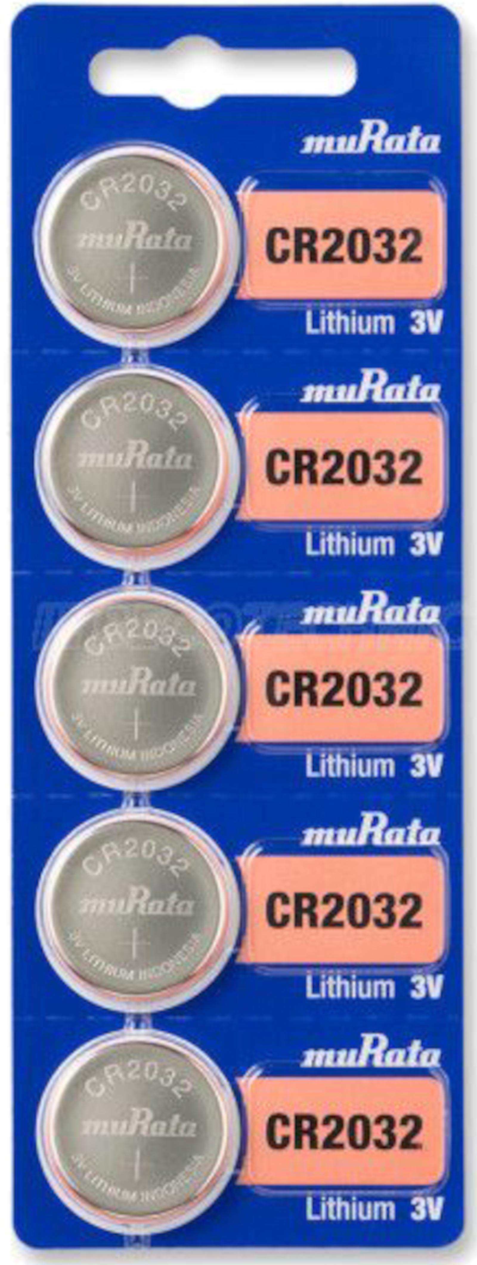 muRata CR2032 Uhrenbatterien 5er Blister Lithium Blister Mangan-Dioxid-Knopfzelle 3V CR2032
