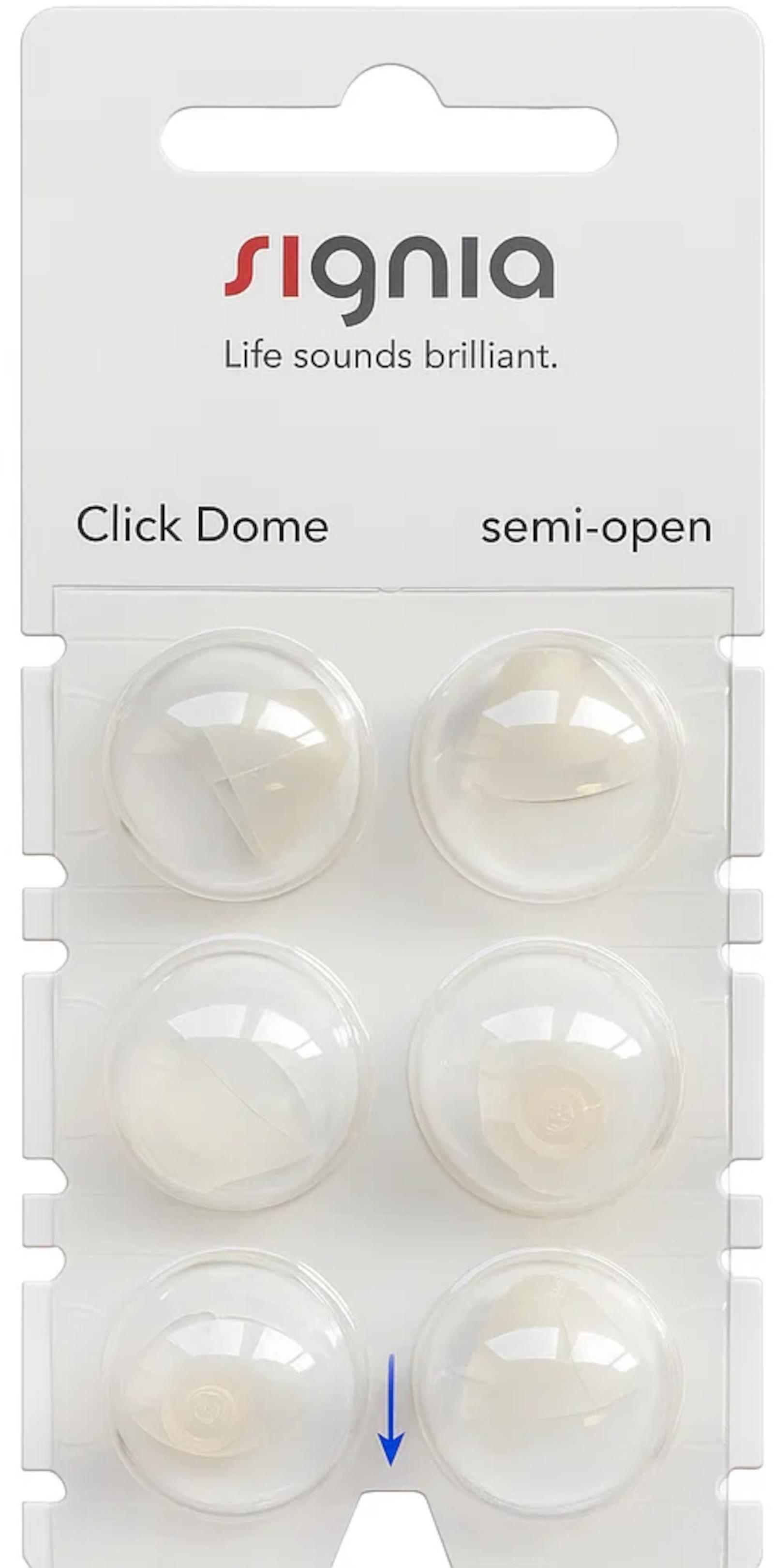 Signia Click Semi-open Domes 6er Blister Weiß Hörgeräteschirmchen Silikon 10669971