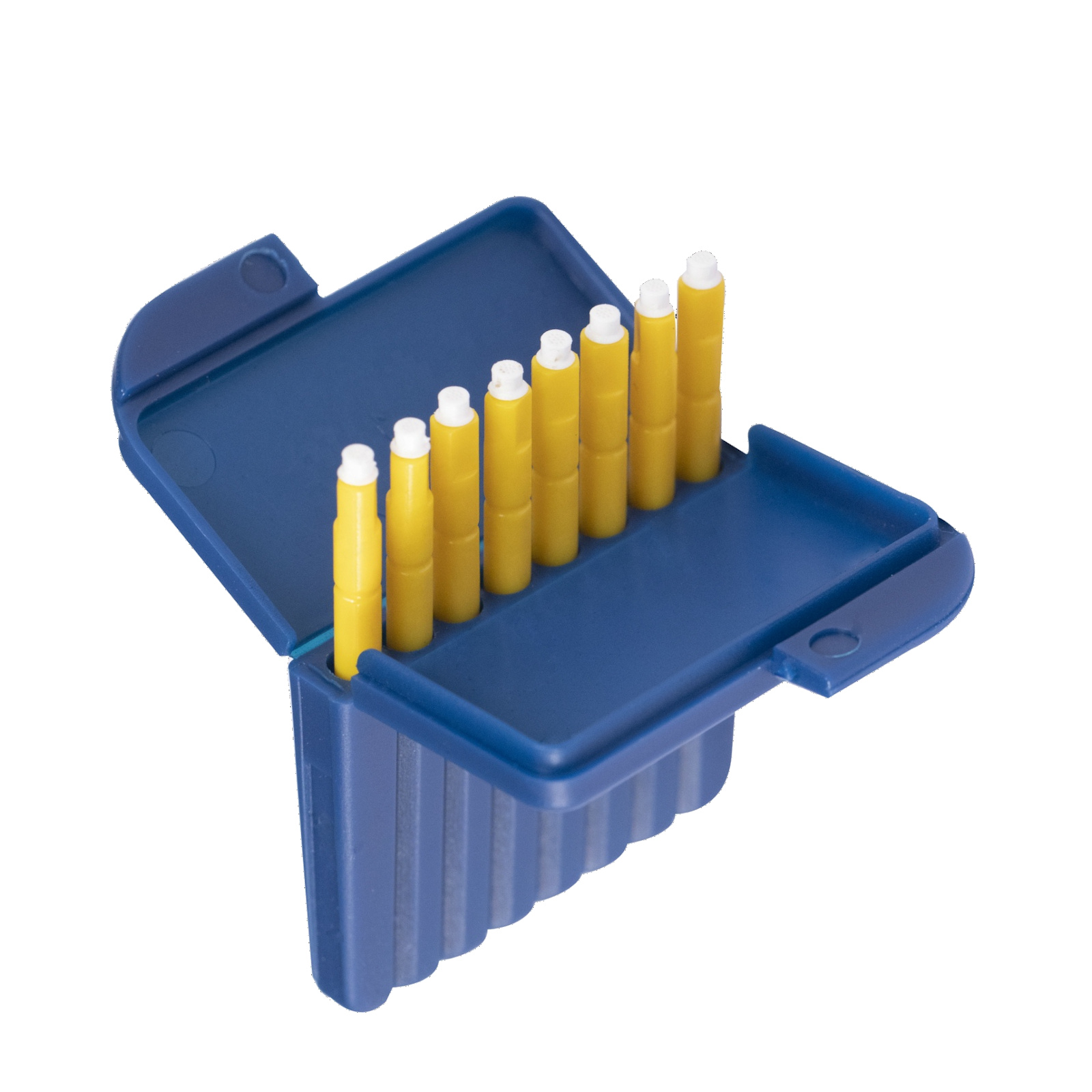 EWANTO 8er Box Hear Clear Cerumenfilter Wax Guards für Starkey und KIND ITE und RIC-Hörgeräte mit einem HearClear  Filter-Wechselstift je Filter, Blau Gelb HA-50