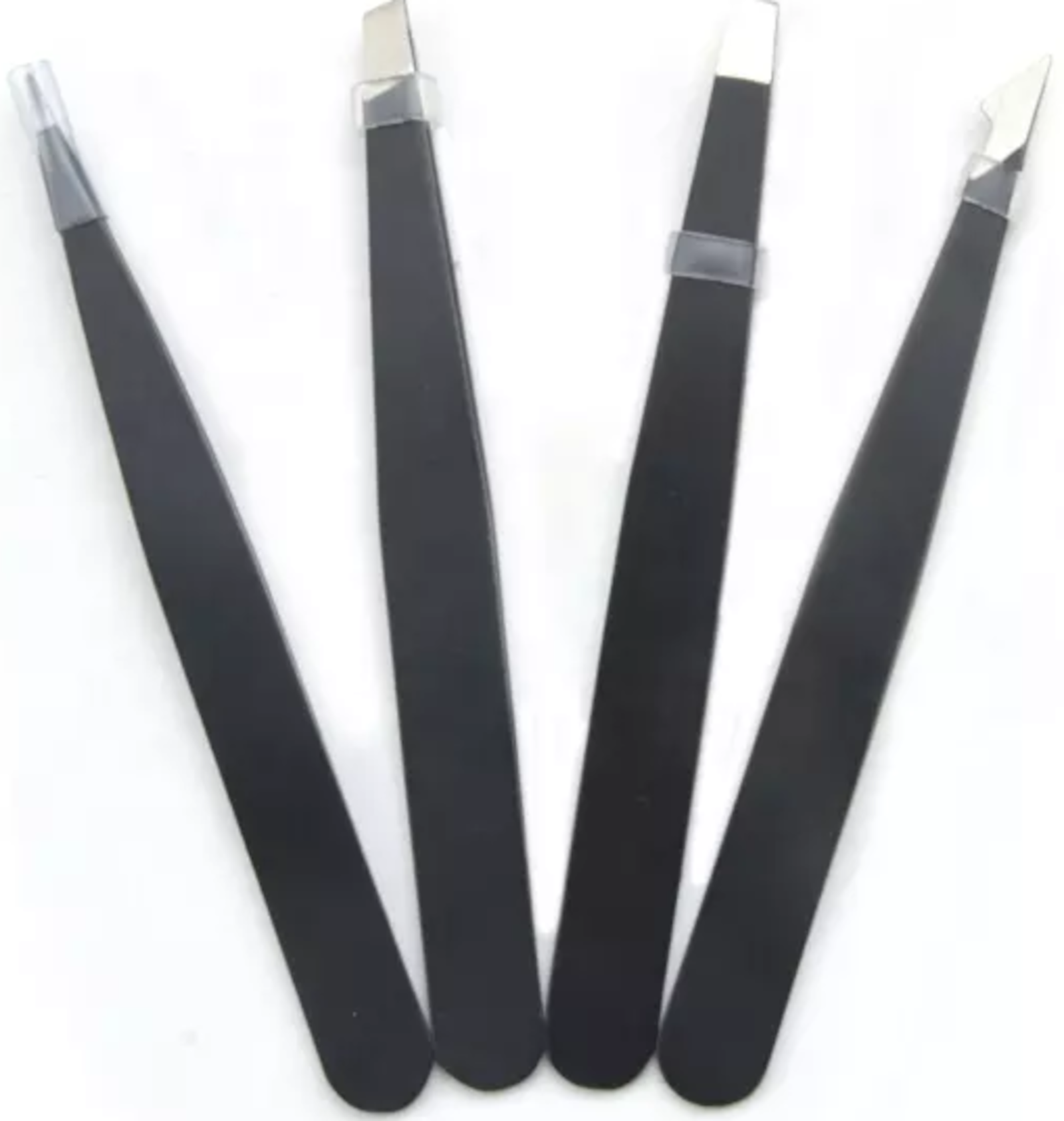 EWANTO Augenbrauen Pinzetten 4er Set Schwarz Präzisions-Pinzettenset aus Edelstahl Augenbrauenzupfen Gesichtshaarentfernung für Männer und Frauen AP-01