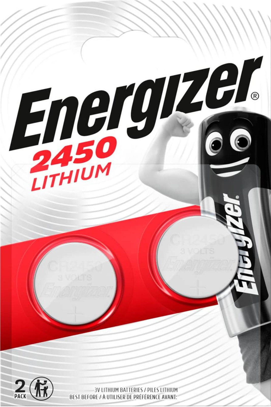 Energizer Lithium 3V Zelle 2er Blister CR2450 IEC C Knopfzelle ECR2450