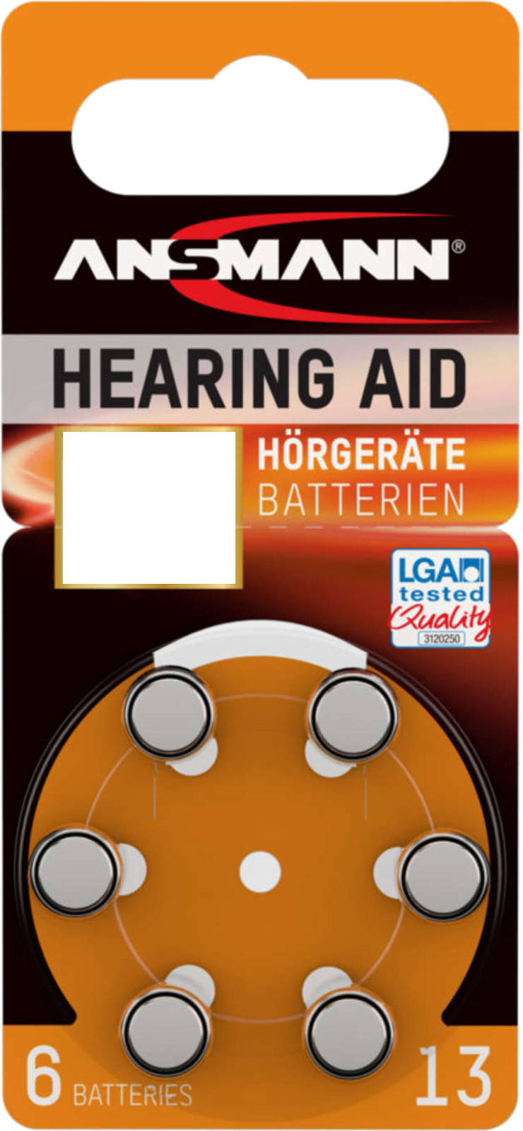 ANSMANN Hörgerätebatterien Orange PR48 13 1,45V 6er-Blister 0%HG LGA Tested Quality Testsieger 02/2018 5013243