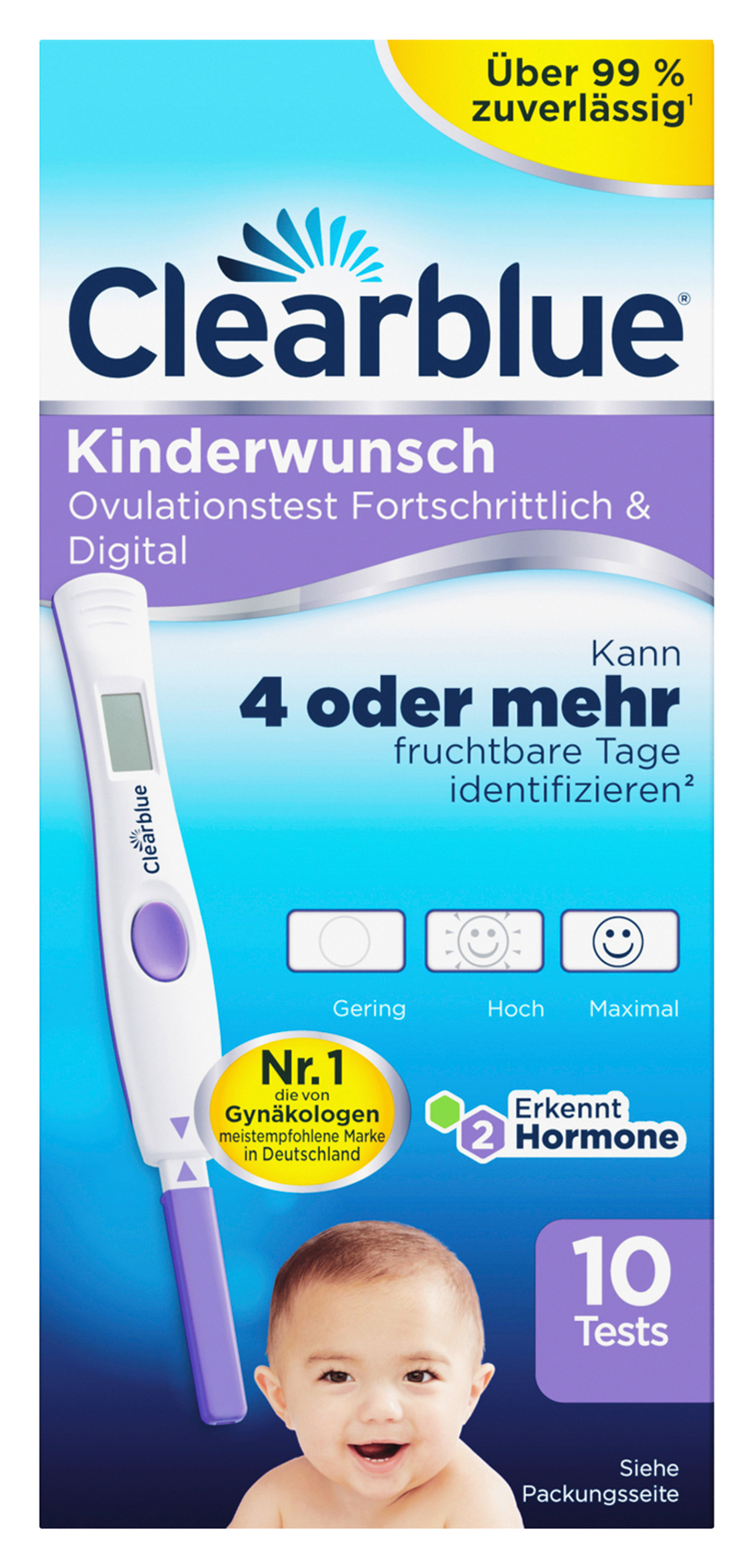 Clearblue Ovulationstest Fortschrittlich und Digital 10er fruchtbare Tage identifizieren Test Teststäbchen 