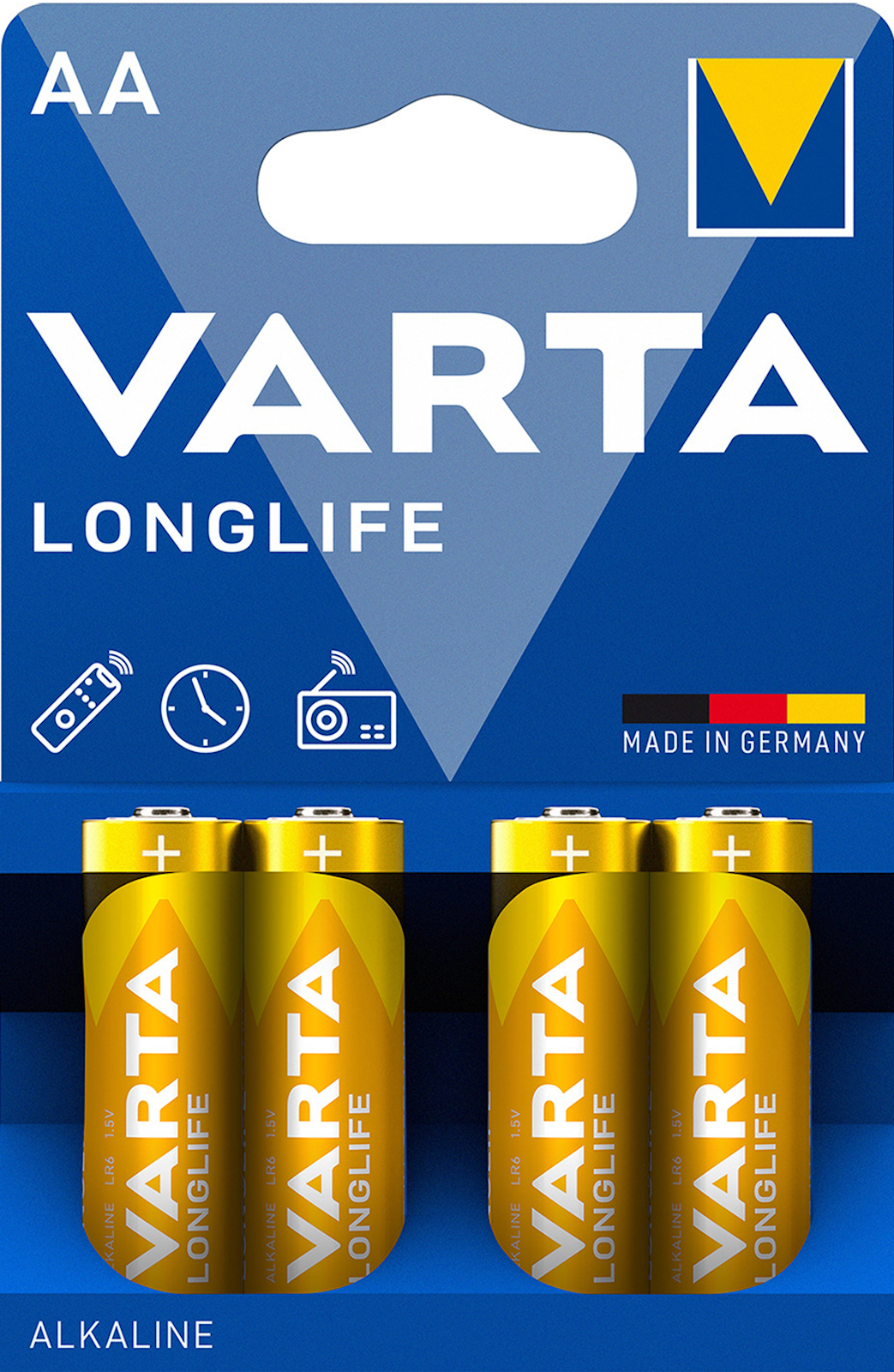 Varta Longlife  AA Mignon Alkaline Batterie 4er Blister LR6 MN1500 Stilo 1,5 V 4106