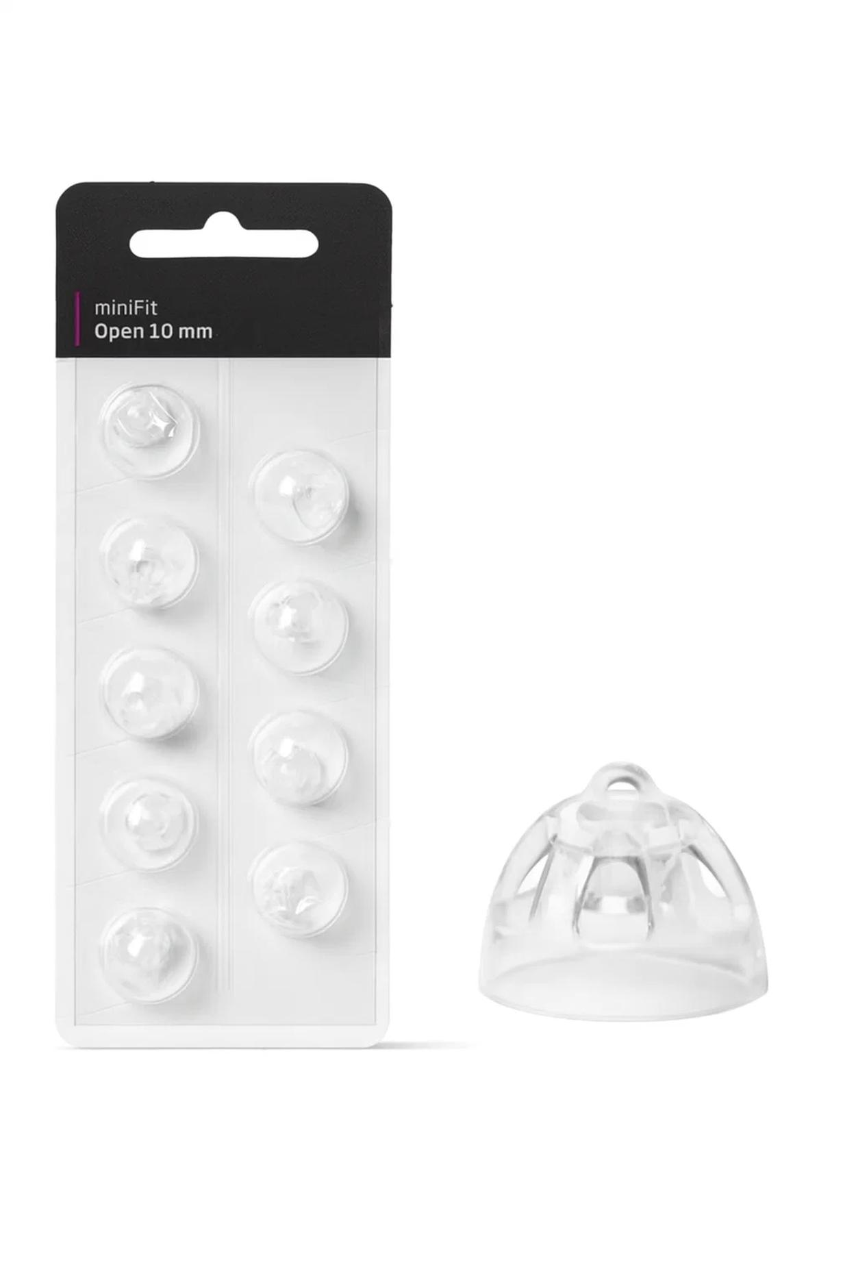 EWANTO 10er Blister miniFit Open 10 mm wie Oticon Domes Kuppeln Schirmchen für oticon miniFit Ex-Hörer MIFTO10M