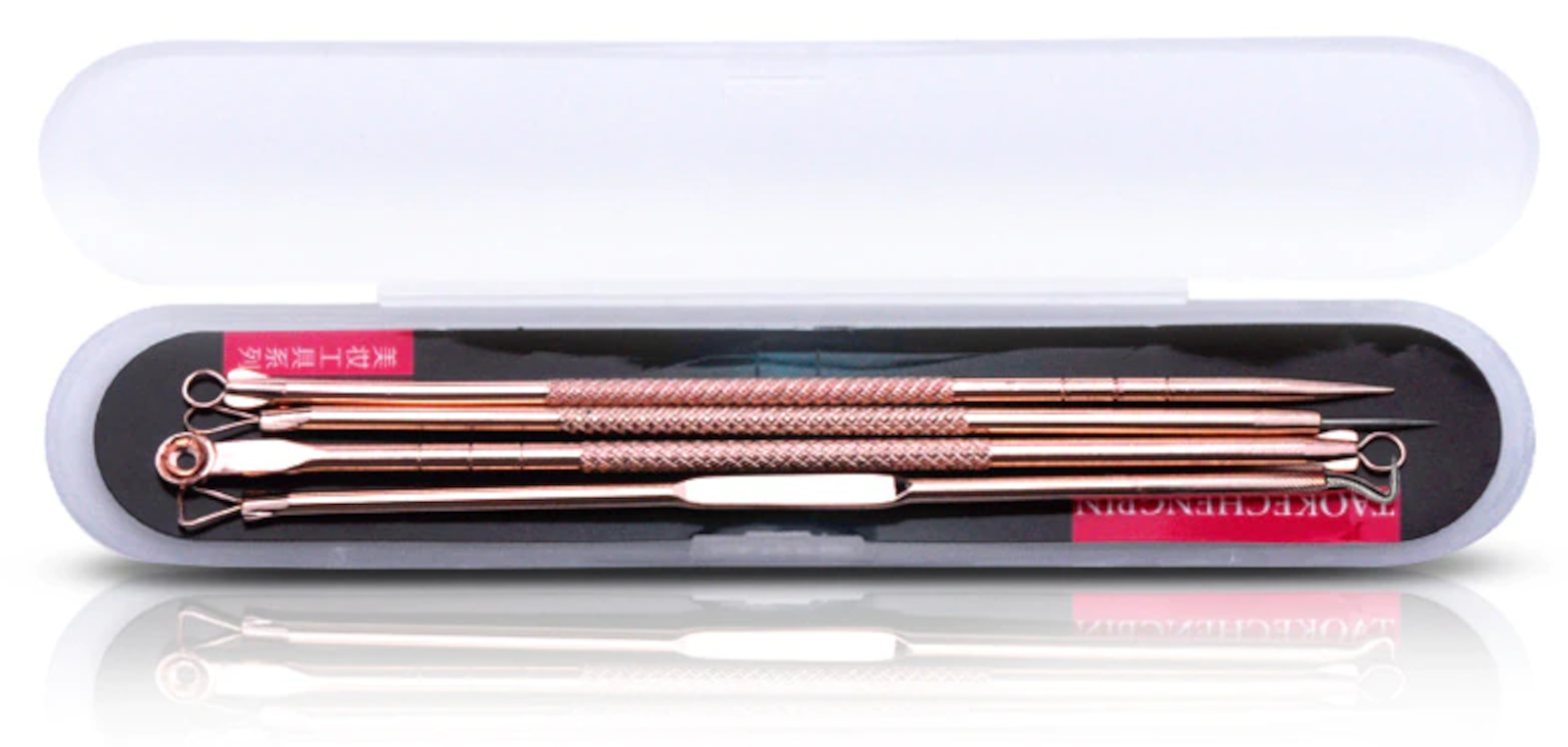 EWANTO Mitesserentferner 4er Set aus Edelstahl Rosegold Blackhead Remover Porenreiniger für Behandlung v. Pickeln und Akne ME-01