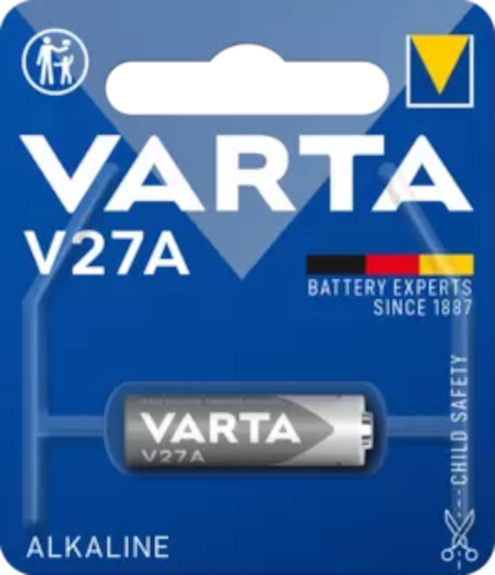 Varta V27A MN27 LR27A 12V Batterie Alkali-Mangandioxid 19mAh 12V V4227 1er Blister für Fernbedingungen, Funktürklingeln, Alarmanlagen und Taschenlampen 4227