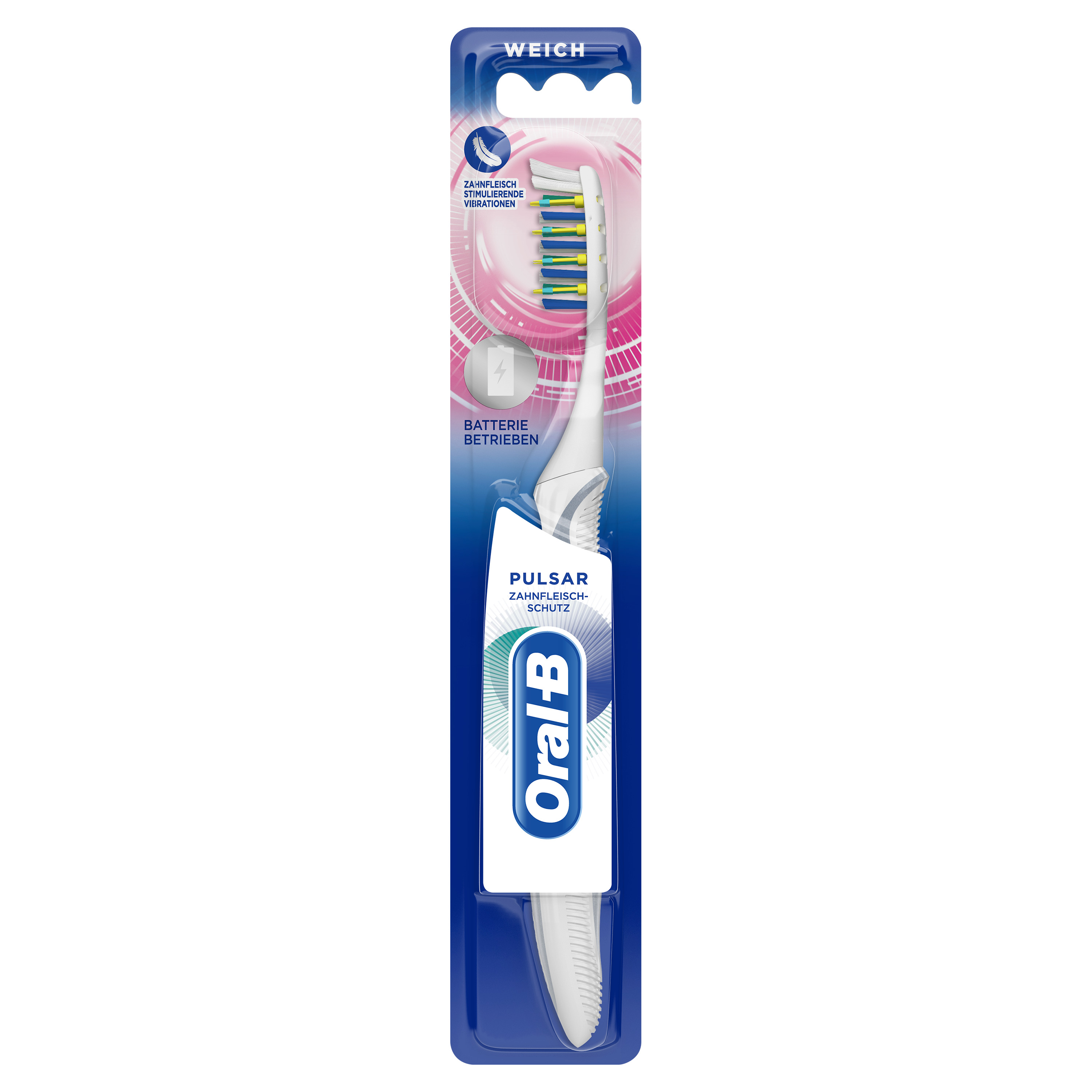 Oral-B Pulsar Zahnfleischschutz Zahnbürste Batteriebetriebene Handzahnbürste mit Vibration Weich 