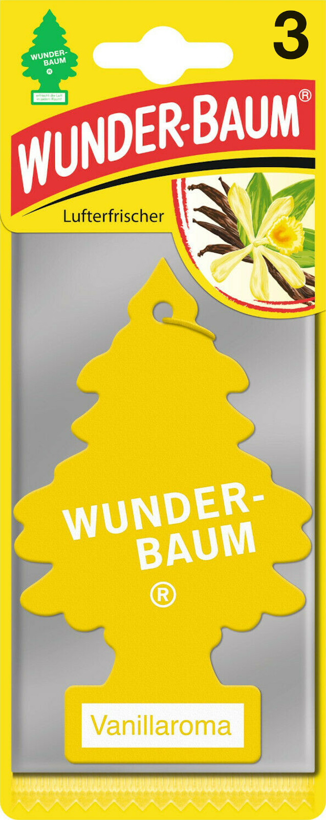 Wunder-Baum 3er Packung Lufterfrischer für das Auto Duft Baum Sorte Vanillaroma  air freshener