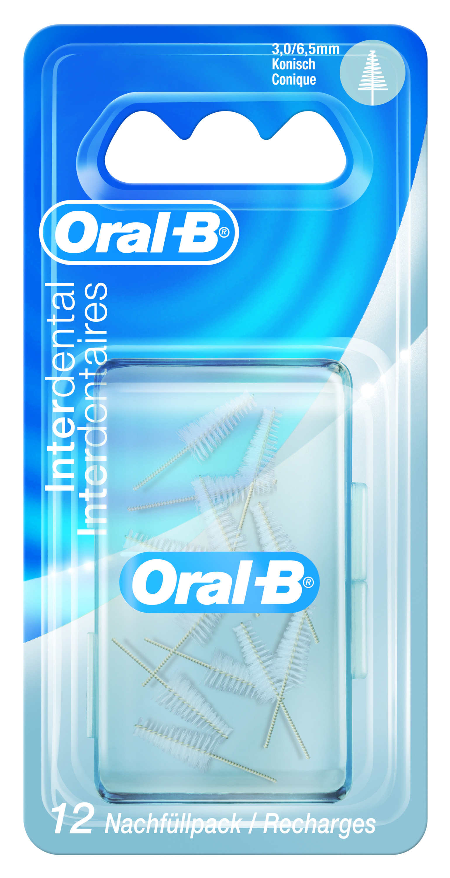 Oral-B 12er Pack Interdentalbürsten ID Nachfüllpack Konisch Fein 3,0 - 6,5 mm 