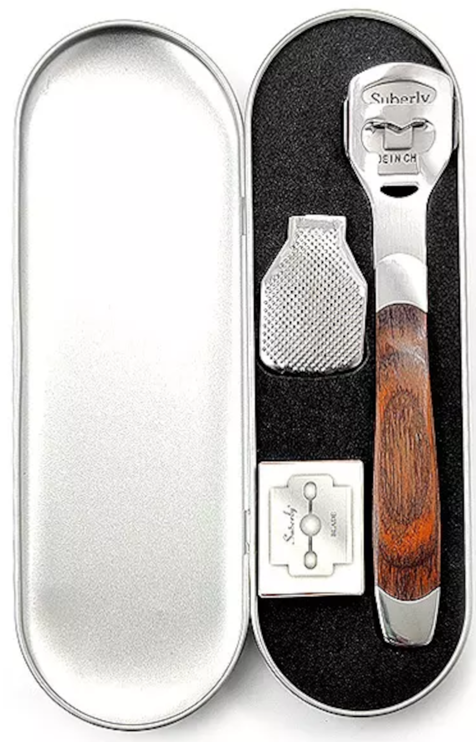 EWANTO Hornhautentferner mit mini Pediküre Set Hornhautrasierer Fußpflege Werkzeuge mit 10 Ersatzklingen HN-01