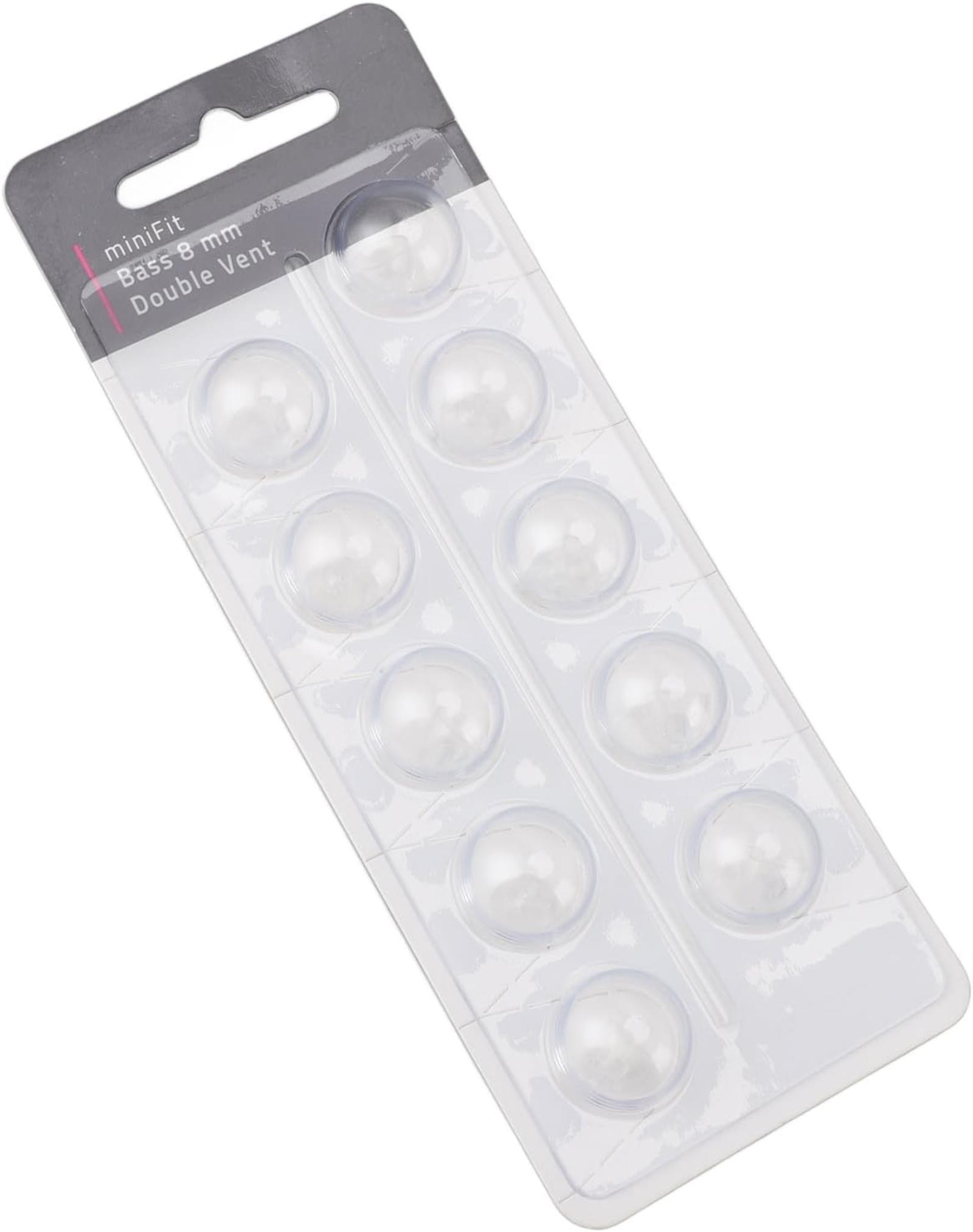 EWANTO miniFit 10er Blister 8 mm Click Domes Vent Bass wie Oticon Kuppeln Schirmchen für oticon miniFit Ex-Hörer Hörgeräte Dome MF-01