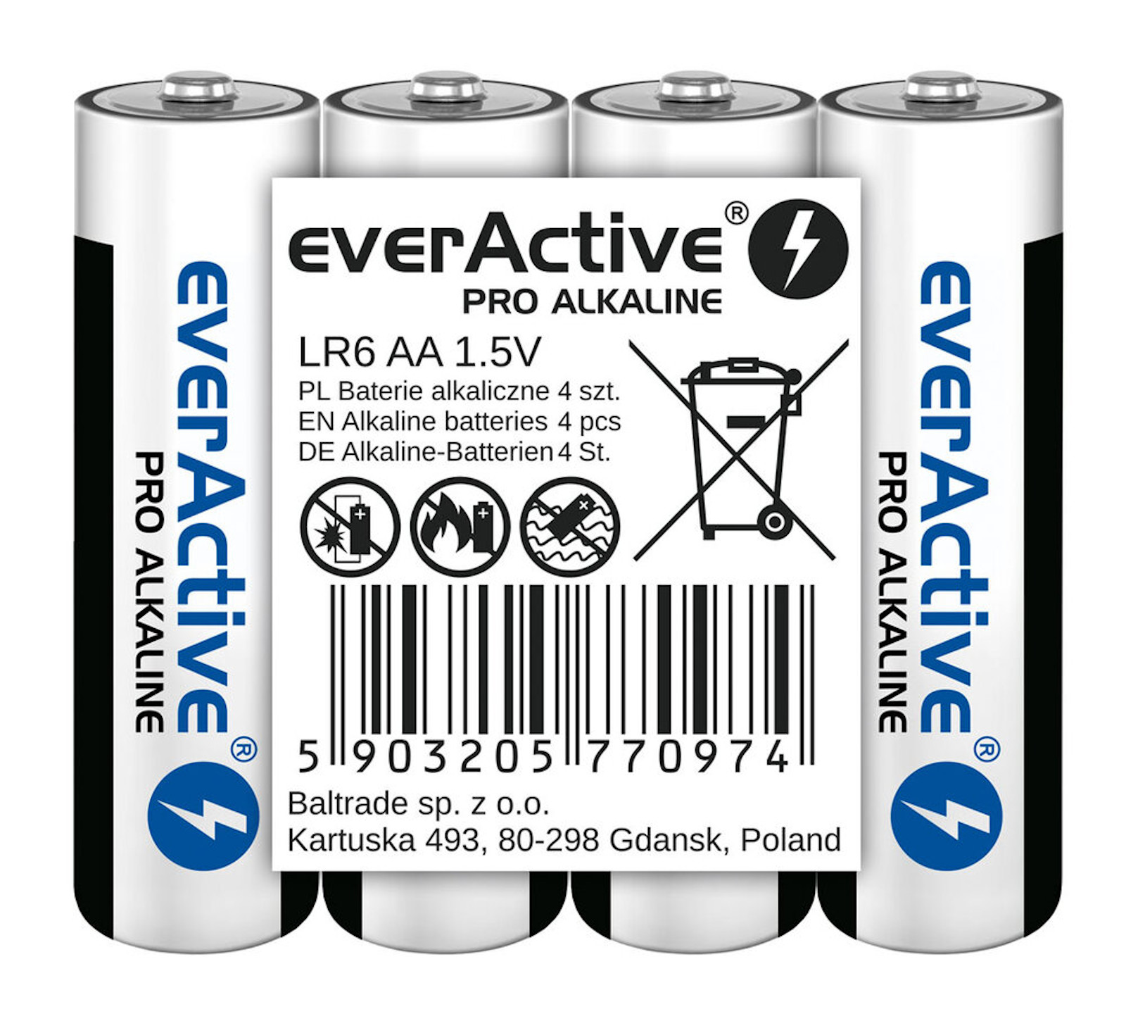 EWANTO_de__L14680__everActive_LR64BLPA_7156orYmoCDjfPq0W everActive Pro Alkaline LR6 AA 1,5V High Performance Batterie 4er Packung kleine Verpackungsgröße eingeschweißt LR64BLPA
