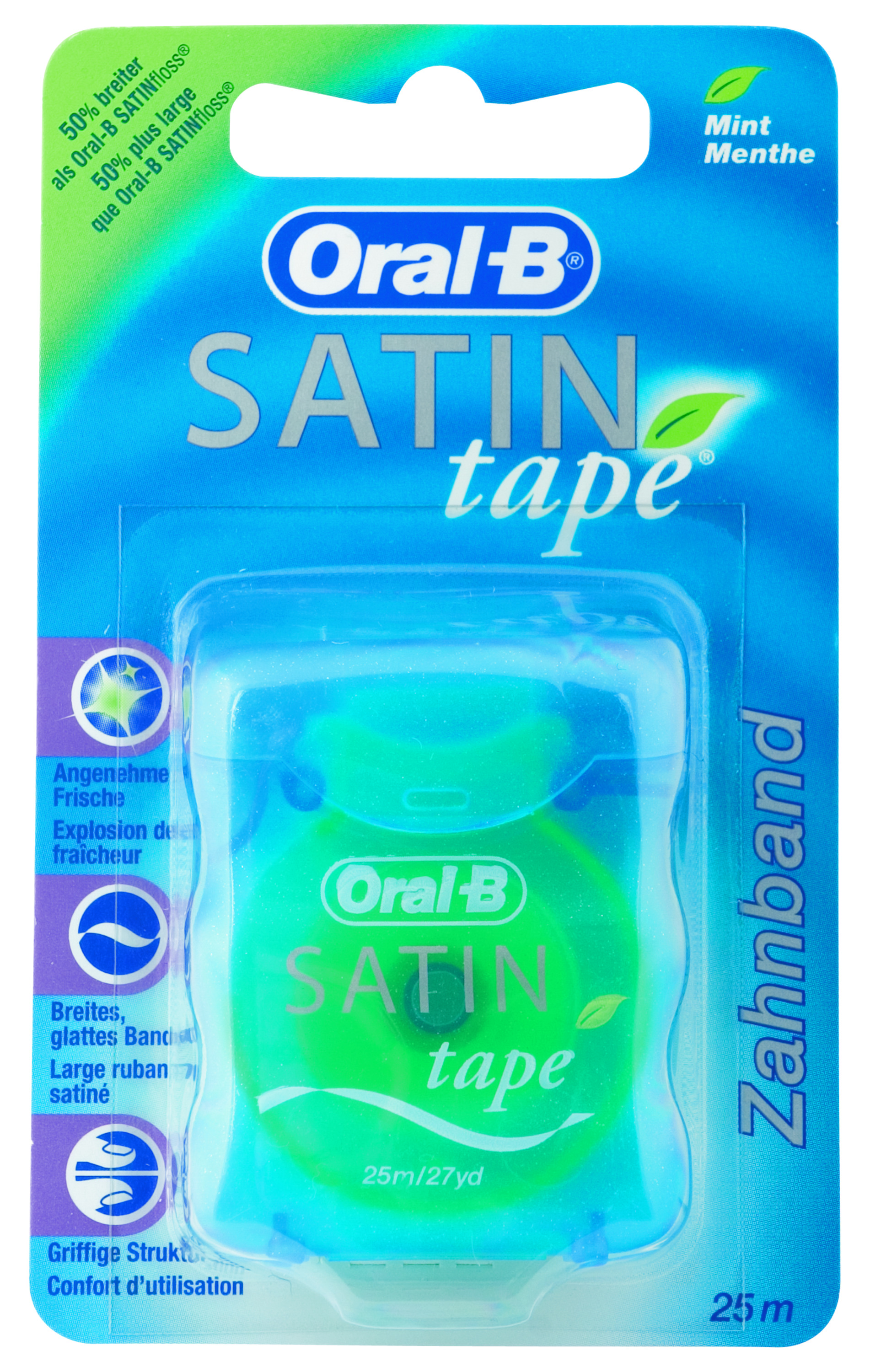 Oral-B Satin Tape Zahnseide Minze 25m Zahnband, extra-breit 