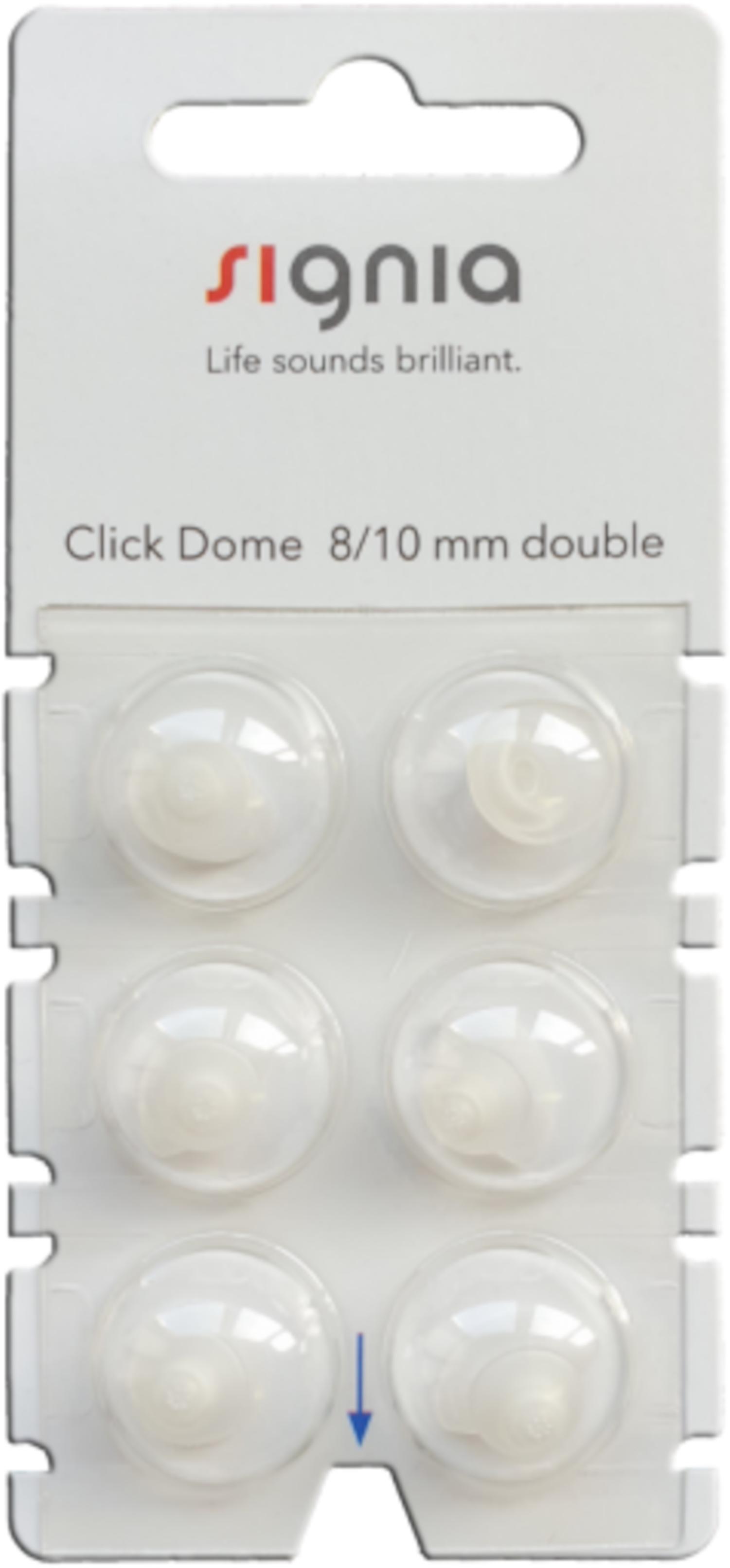Signia Click 8/10 mm double Domes 6er Blister Weiß  Hörgeräteschirmchen Silikon connexx 10426018