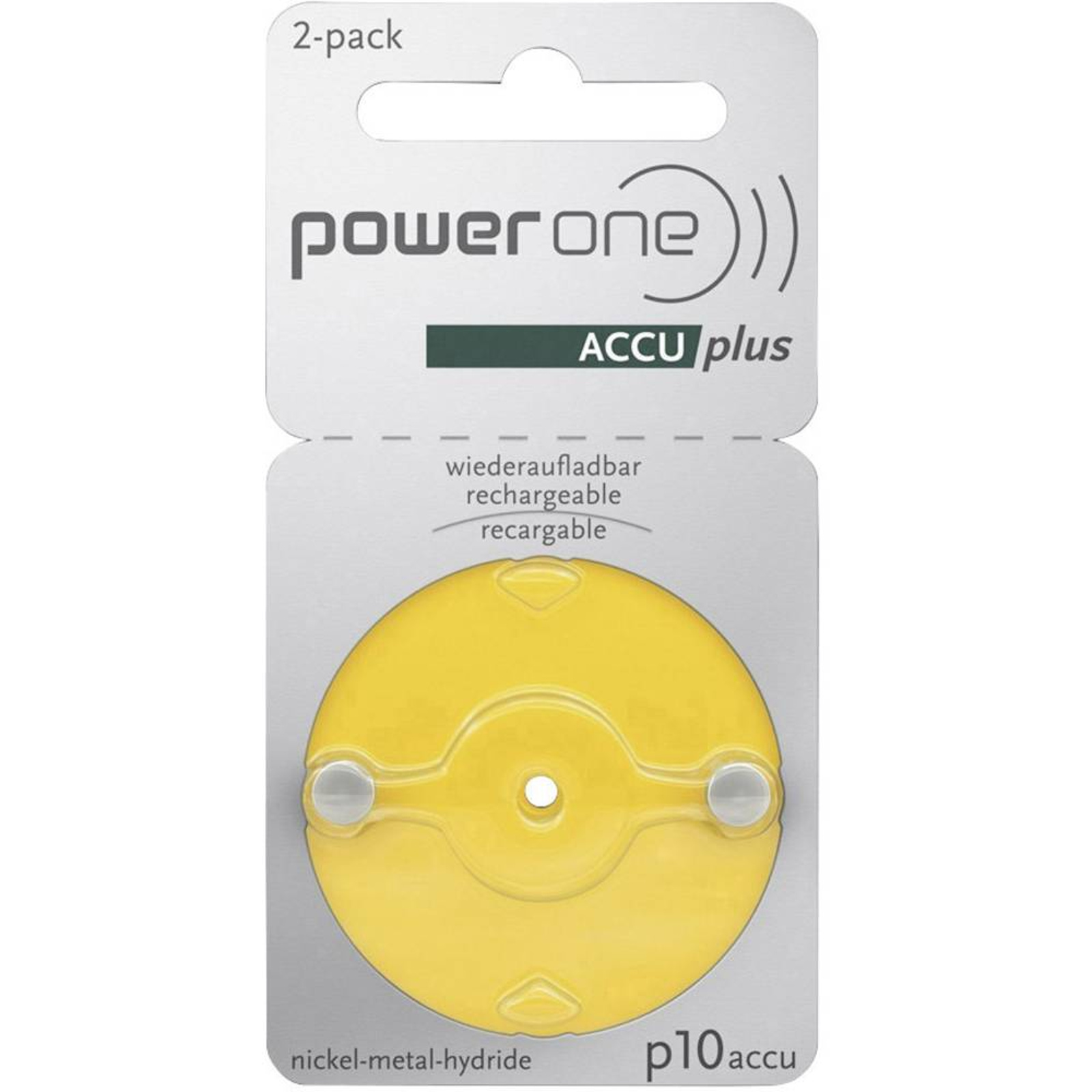 Varta Power One 10 ACCU plus p10 Gelb Akku für Hörgeräte NiMH 2er Blister p10