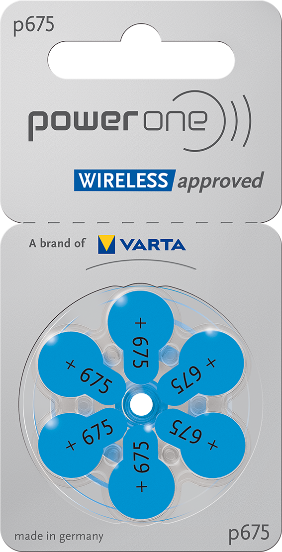 Varta Power One Gr. 675 Hörgerätebatterien 1,45V 6er Blister PR44 Blau 24600 p675